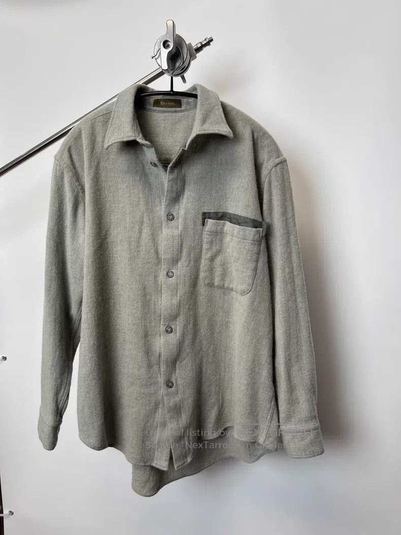 Yohji Yamamoto YOHJI YAMAMOTO Olive Green Wool Shirt Size US L / EU 52-54 / 3 - 2 Thumbnail