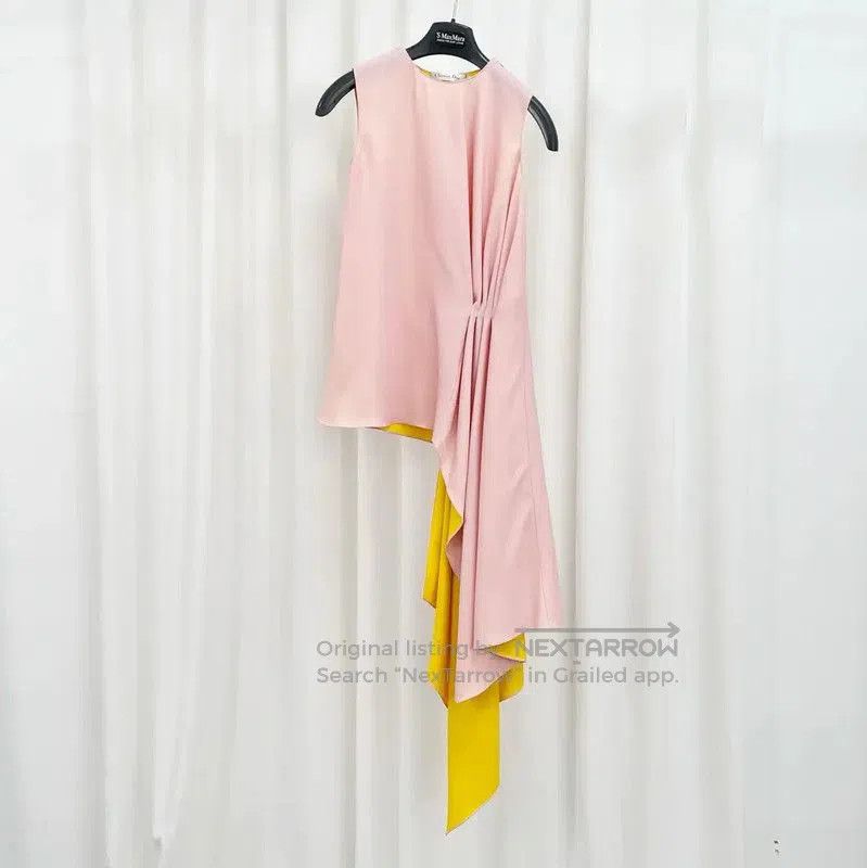 Dior Asymmetrical Dress in Pink and Yellow .