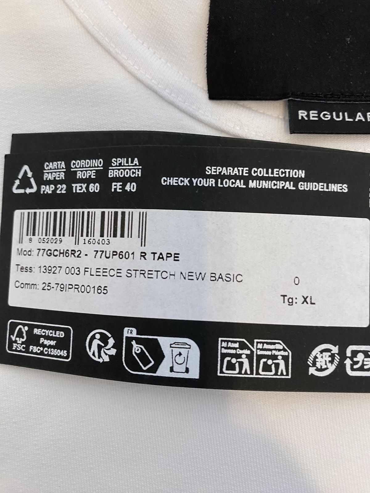 Versace Jeans Couture Versace Jeans Culture BASIC Stretch Fleece T-shirt, size XL Size US XL / EU 56 / 4 - 6 Thumbnail