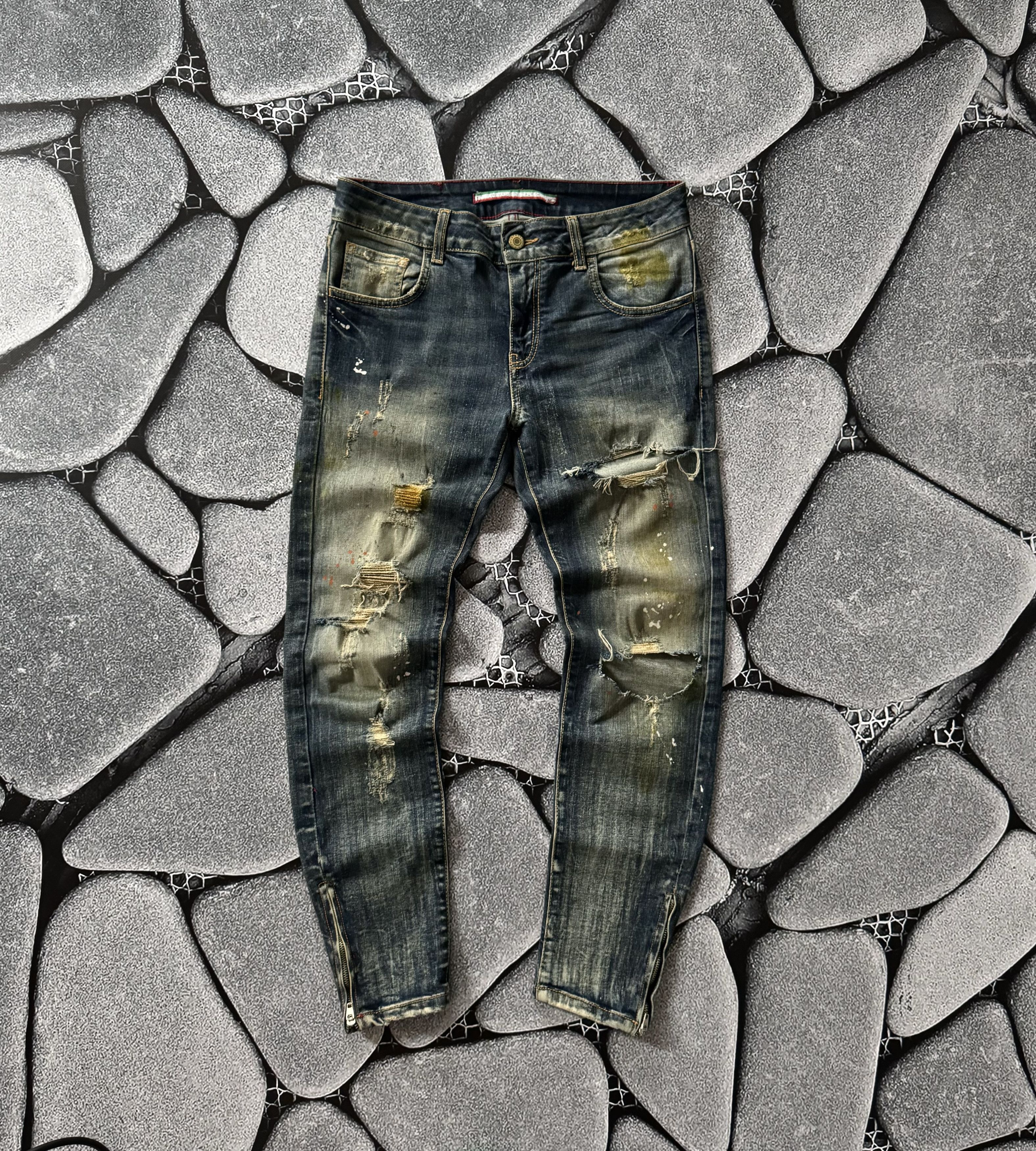 Vintage EX-J VINTAGE DISTRESSED FADED TRASHED JEANS AVANT GARDE Y2K Size 32" / US 10 / IT 46 - 1 Thumbnail