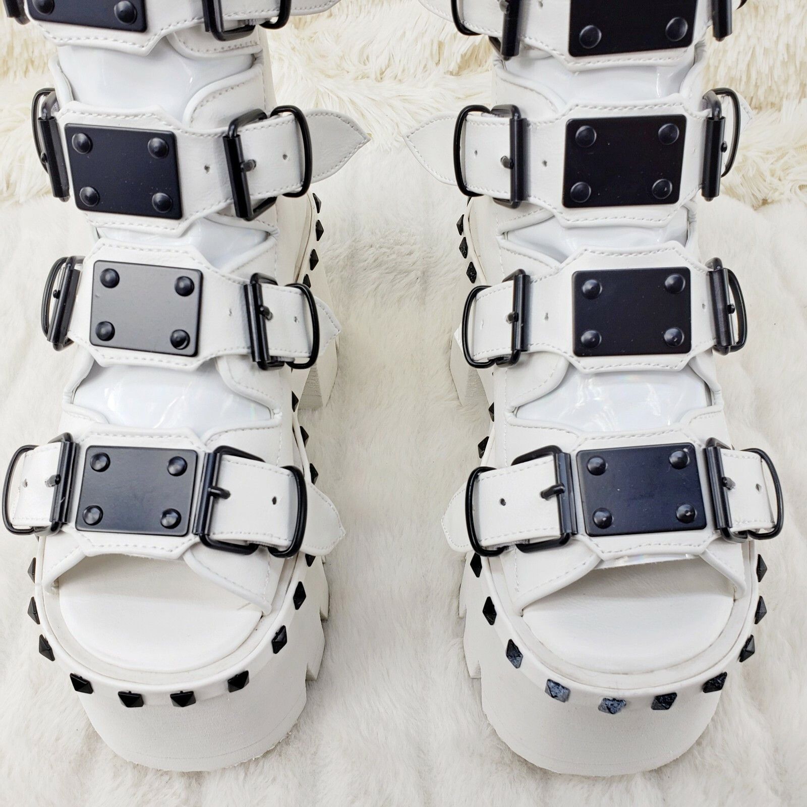 Demonia Cult DEMONIA Ashes 70 White 3.5" Platform Heel Goth Punk Sandal B Size US 11 / IT 41 - 7 Thumbnail