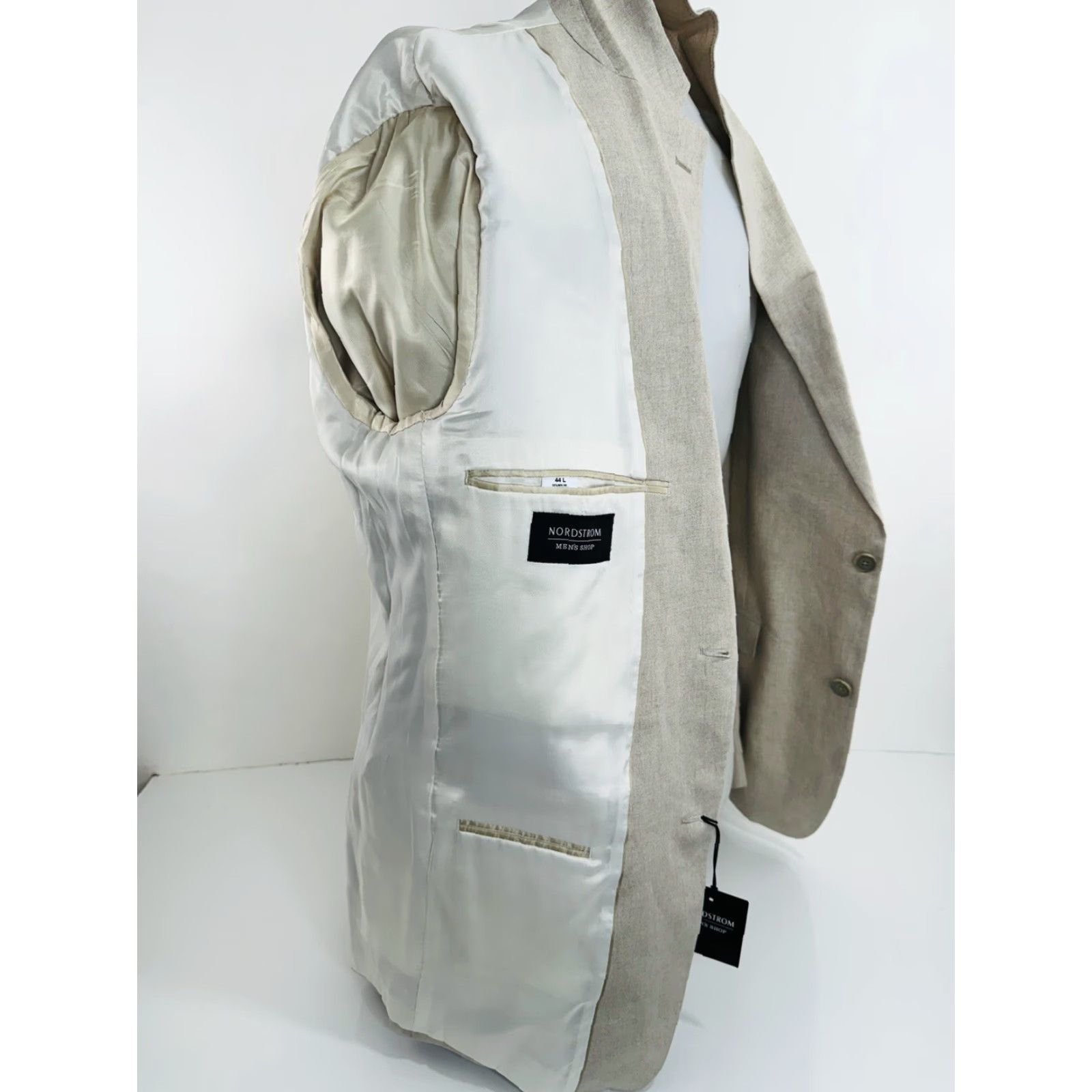 Nordstrom Nordstrom Blazer Linen Mens 44 L Beige Shirt Jacket Vest & Blazer Big & Tall NORDSTROM w TAG Size US S / EU 44-46 / 1 - 6 Thumbnail