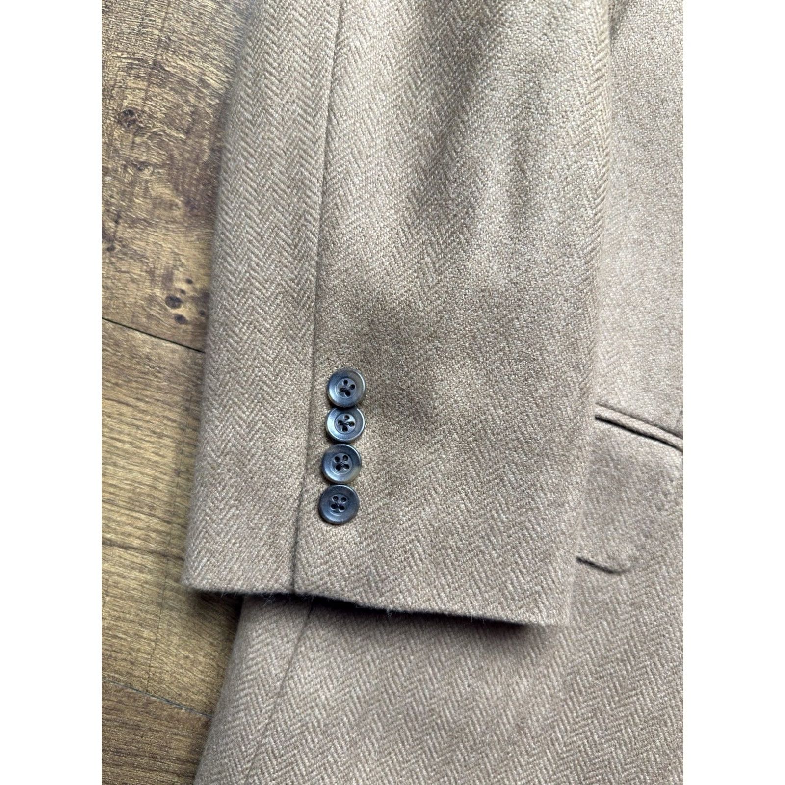 Camel Arnold Brant 100% Camel Hair Herringbone Blazer Mens Jacket - Size 46R Brown Size 46R - 6 Thumbnail