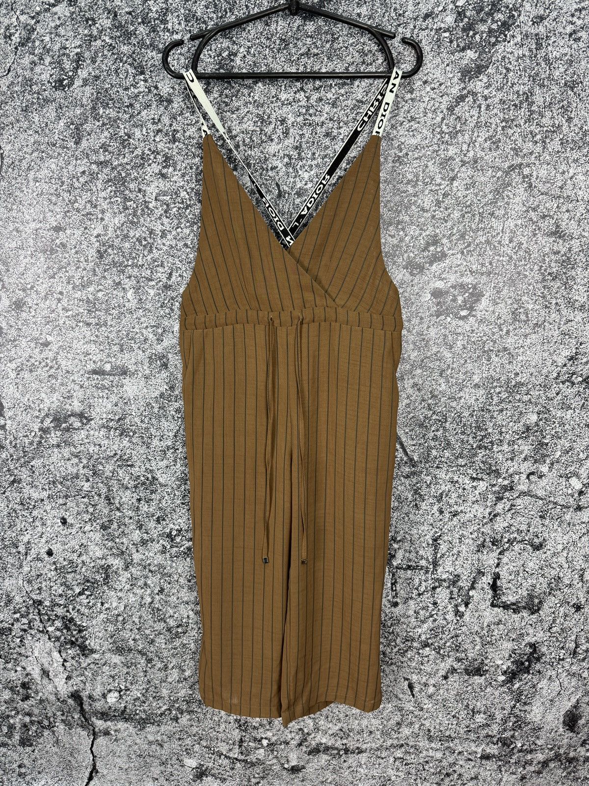 Dior Christian Dior Striped Jumpsuit Logo Straps Brown Size S Size S / US 4 / IT 40 - 1 Thumbnail
