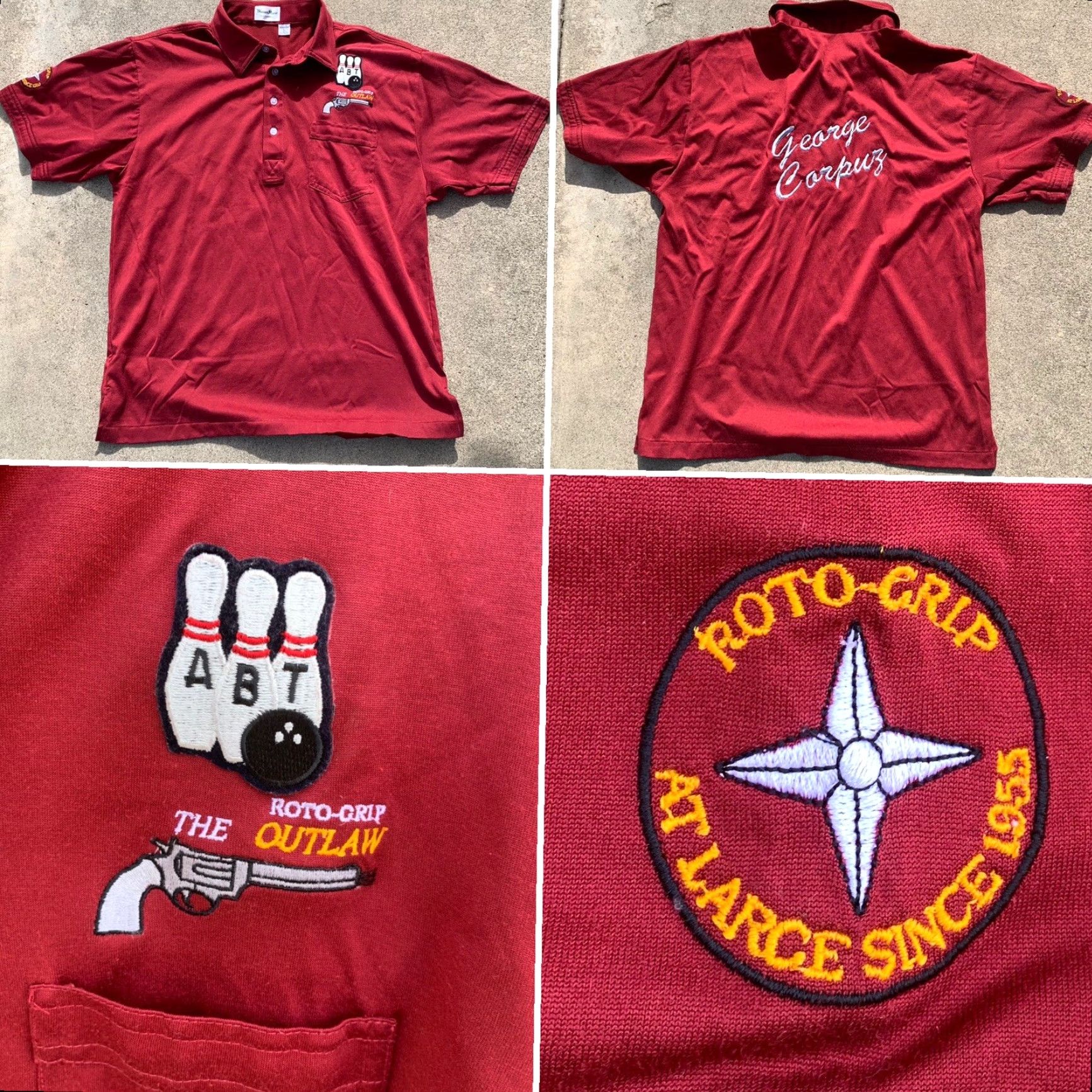 Vintage VINTAGE ABT Roto-Grip The Outlaw Pocket Polo Bowling Shirt (name on back) L shirt Mens Size US L / EU 52-54 / 3 - 6 Thumbnail