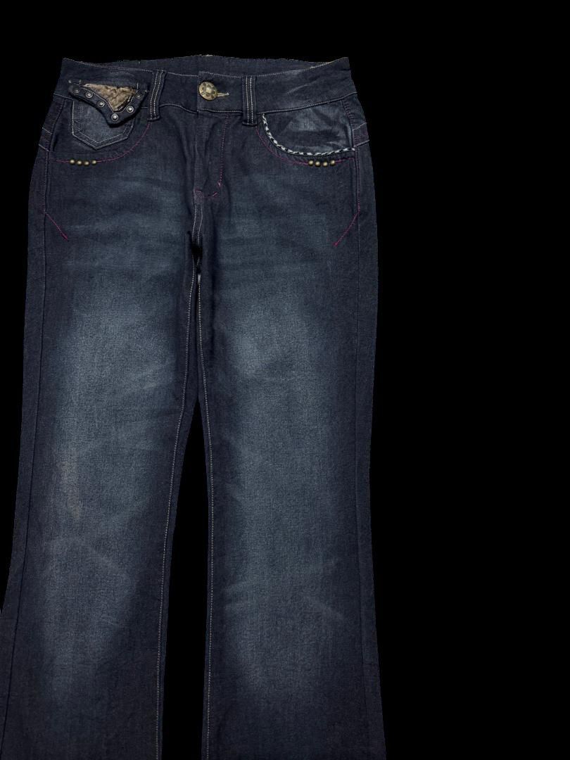 Japanese Brand FLARED Japanese Mudwash Pocket Split Fur Rare Dark Jeans Size US 29 - 4 Thumbnail