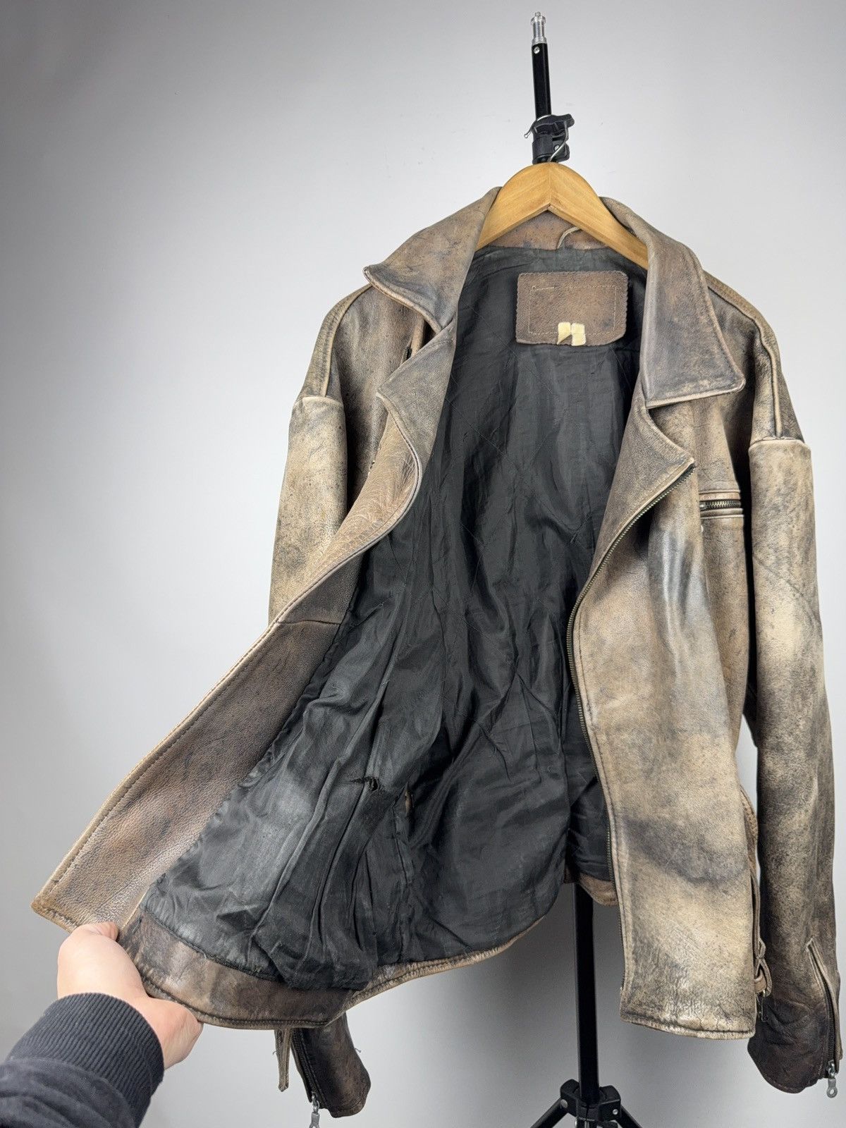 Genuine Leather 90s Retro Heavy Distressed Leather Moto Biker Jacket Vintage Size US XL / EU 56 / 4 - 13 Thumbnail