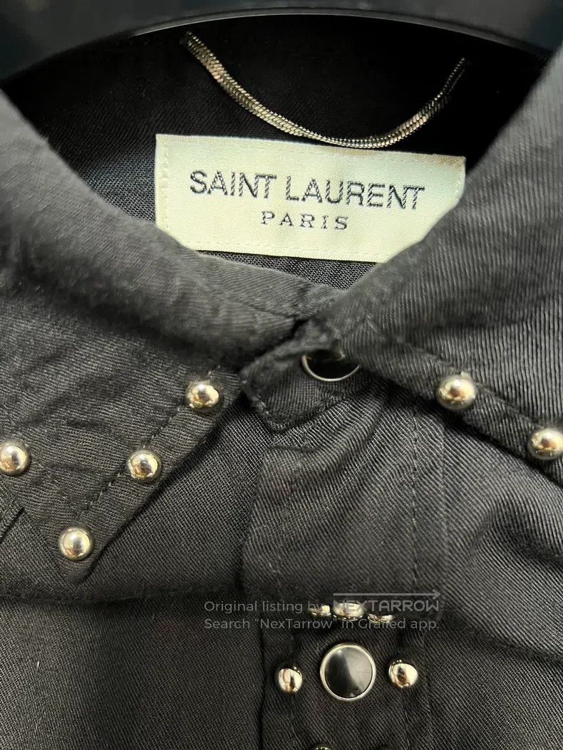 Saint Laurent Paris Saint Laurent Paris Black Cat Eye Studs Shirt Size US M / EU 48-50 / 2 - 3 Thumbnail