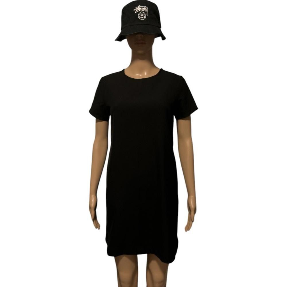 Designer REVAMPED Black T-Shirt Dress with Side Zips Size XS / US 0-2 / IT 36-38 - 1 Thumbnail