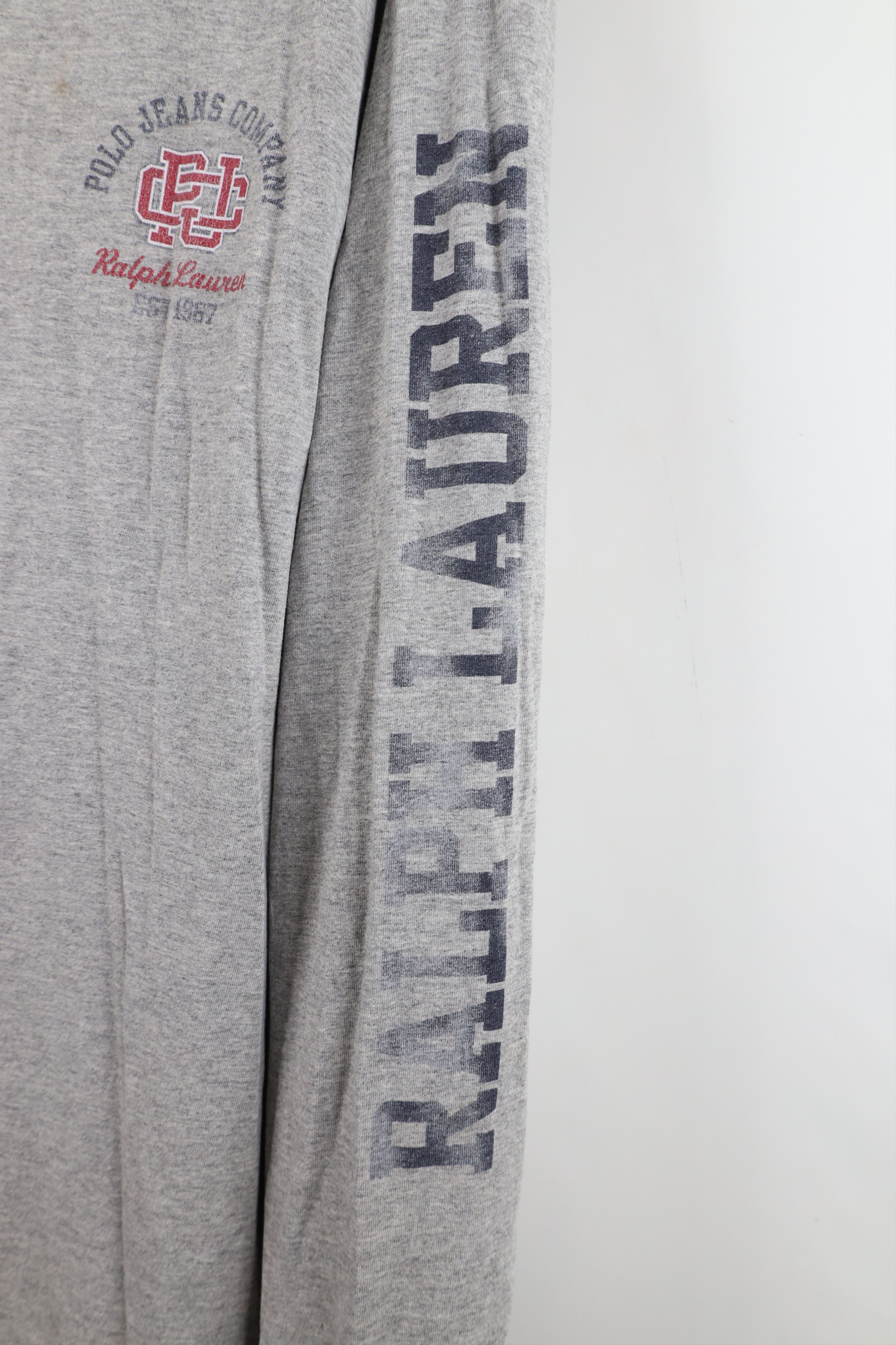 Ralph Lauren × Vintage Vintage 90s Ralph Lauren Spell Out Long Sleeve T-Shirt Gray Size US XL / EU 56 / 4 - 4 Thumbnail