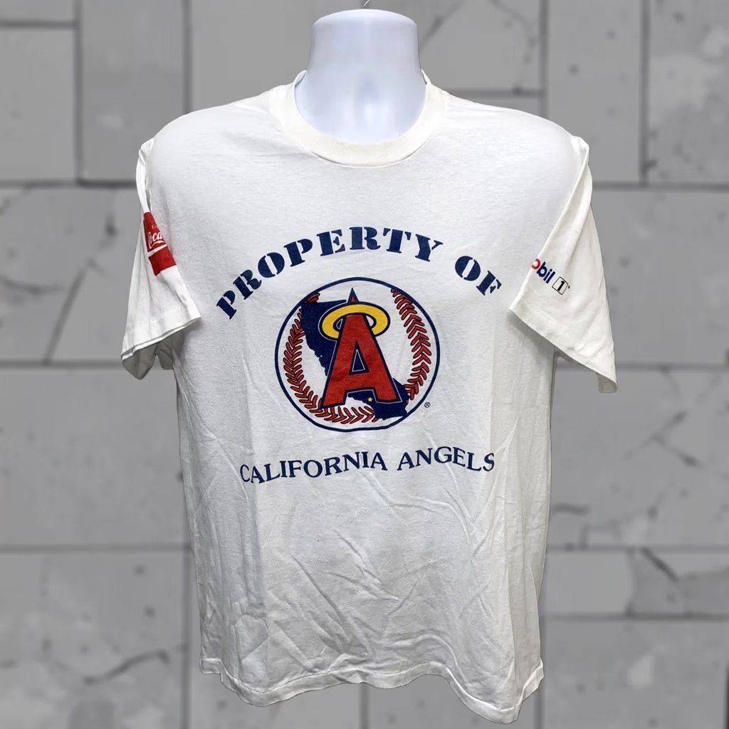 Hanes Hanes Polycotton T-Shirt CALIFORNIA ANGELS USA Made White XL Mens Regular Short Sleeve Size XL Size US XL / EU 56 / 4 - 1 Thumbnail