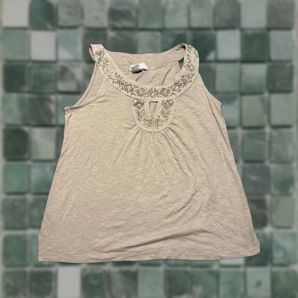 Vintage Allyson Whitmore Top Womens Medium M Brown Beaded Sleeveless Blouse Size M / US 6-8 / IT 42-44 - 1 Thumbnail