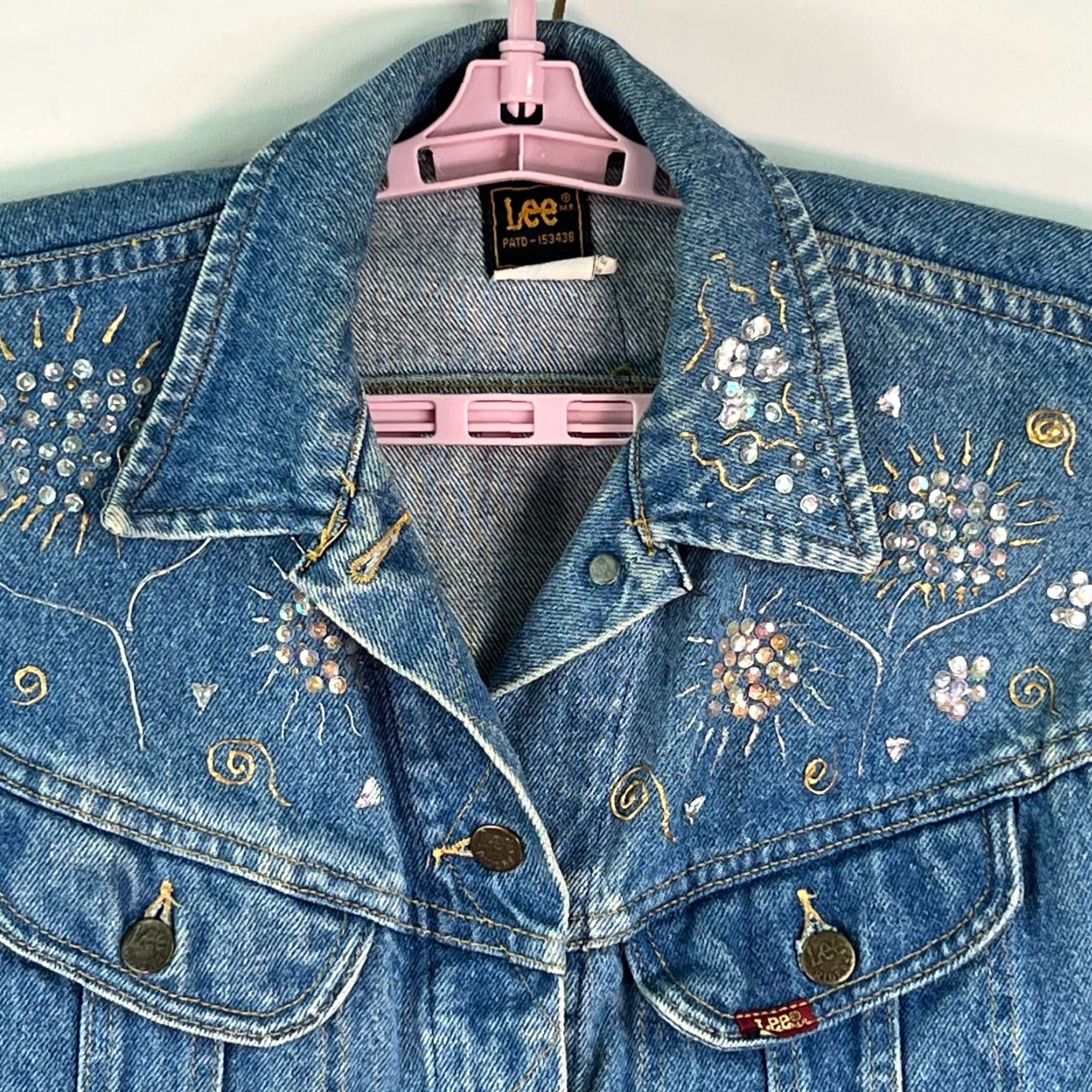 Lee Lee Denim Floral Embroidered Jacket Womens Size M Blue Size M / US 6-8 / IT 42-44 - 3 Thumbnail