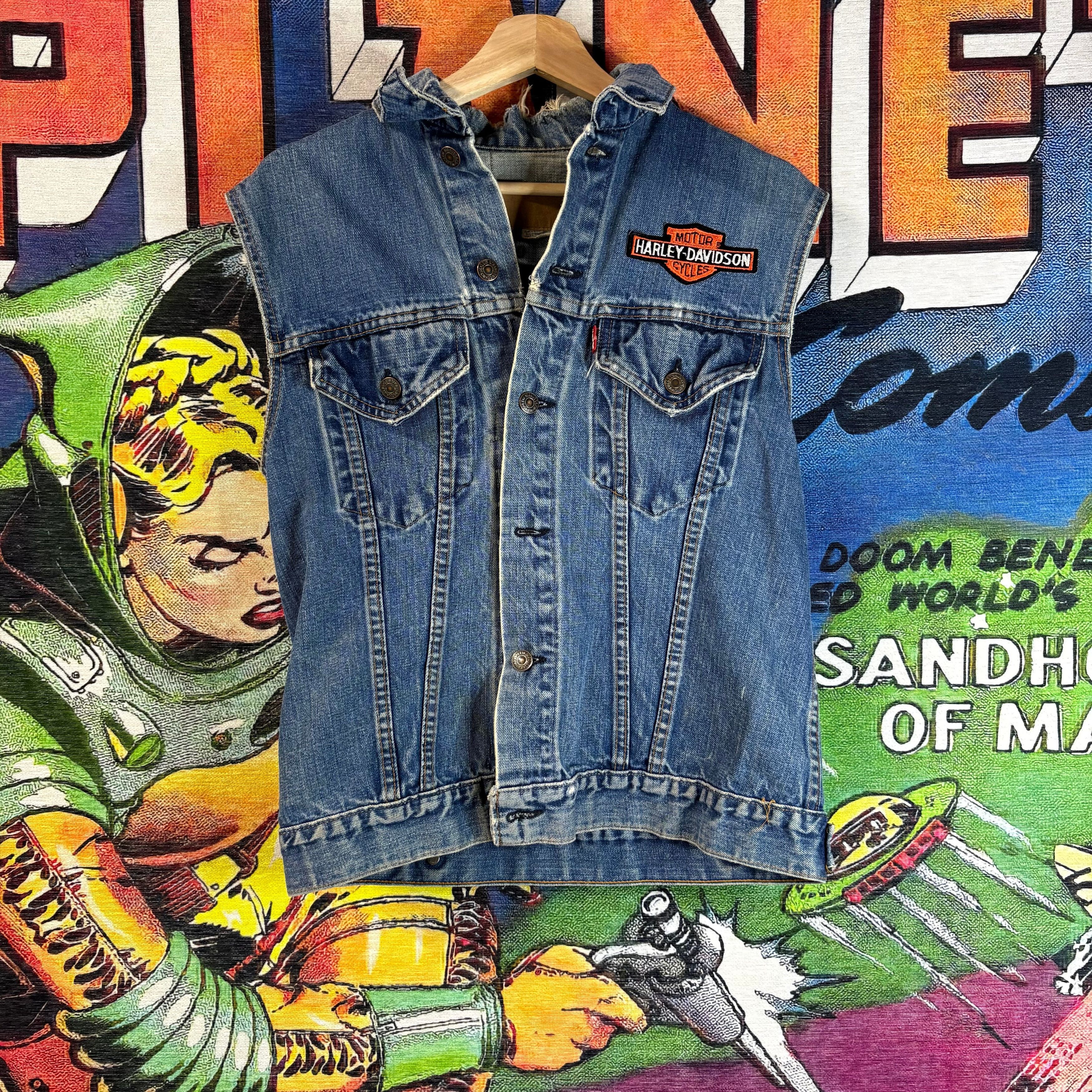 Harley Davidson Vintage 80s Harley Davidson Levi's Denim Vest Size Small Size US S / EU 44-46 / 1 - 1 Thumbnail