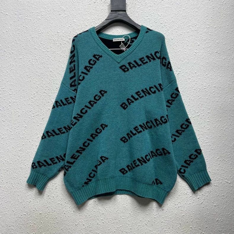 Balenciaga Balenciaga size 34 LOGO barrage lake green knitted sweater Size M / US 6-8 / IT 42-44 - 1 Thumbnail
