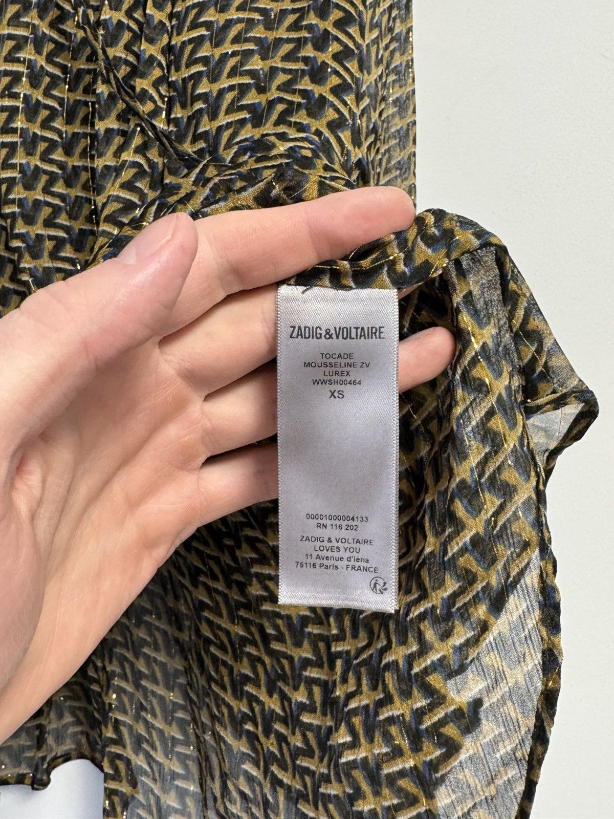 Zadig & Voltaire Zadig&Voltaire Tan Patterned Shirt Women’s Size XS / US 0-2 / IT 36-38 - 8 Thumbnail