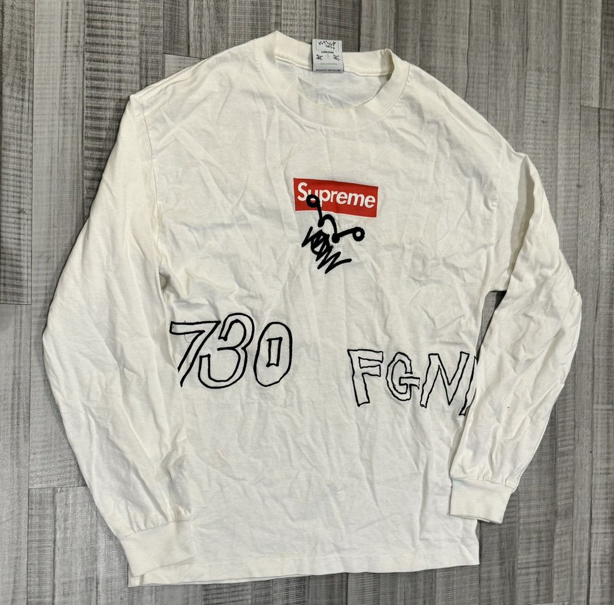 image of Asspizza Collection 1 730 Fgnf Supreme F&f Longsleeve in White, Men's (Size Medium)