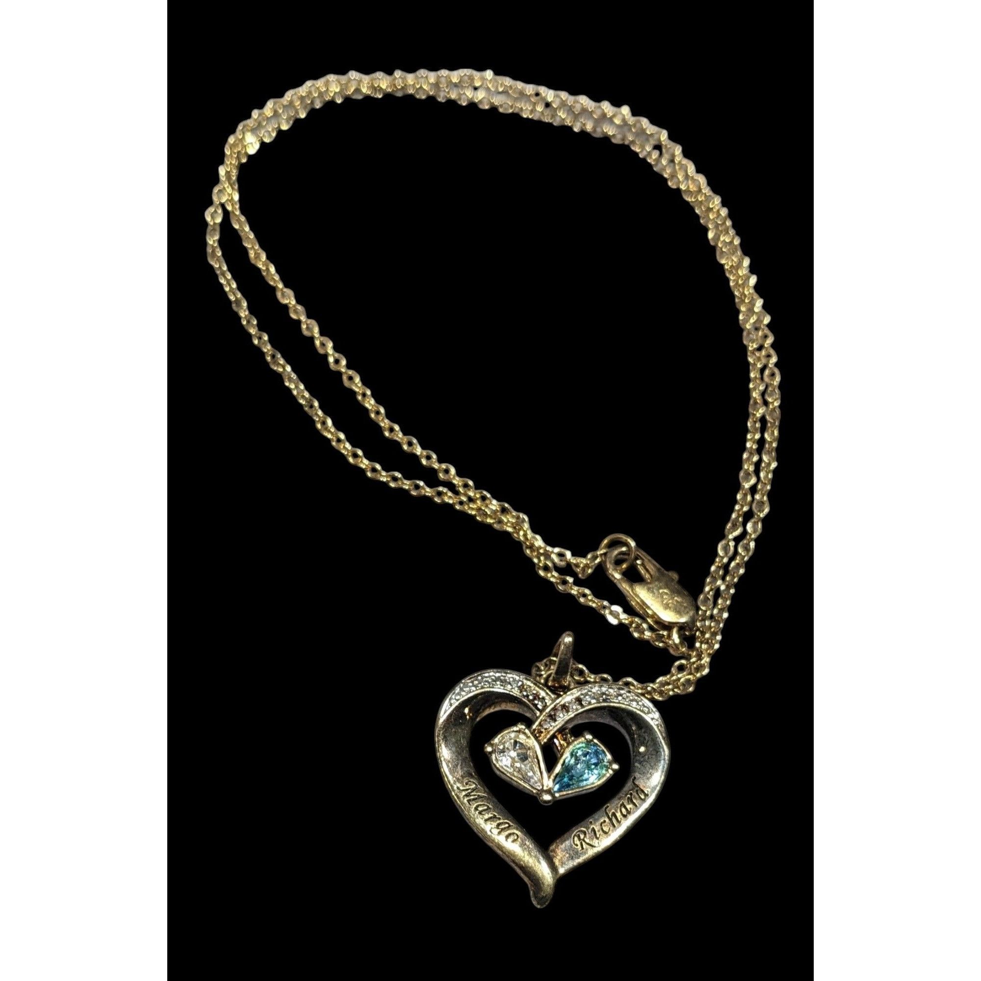 Danbury Mint Gold Plated Birthstone Heart Pendant Necklace