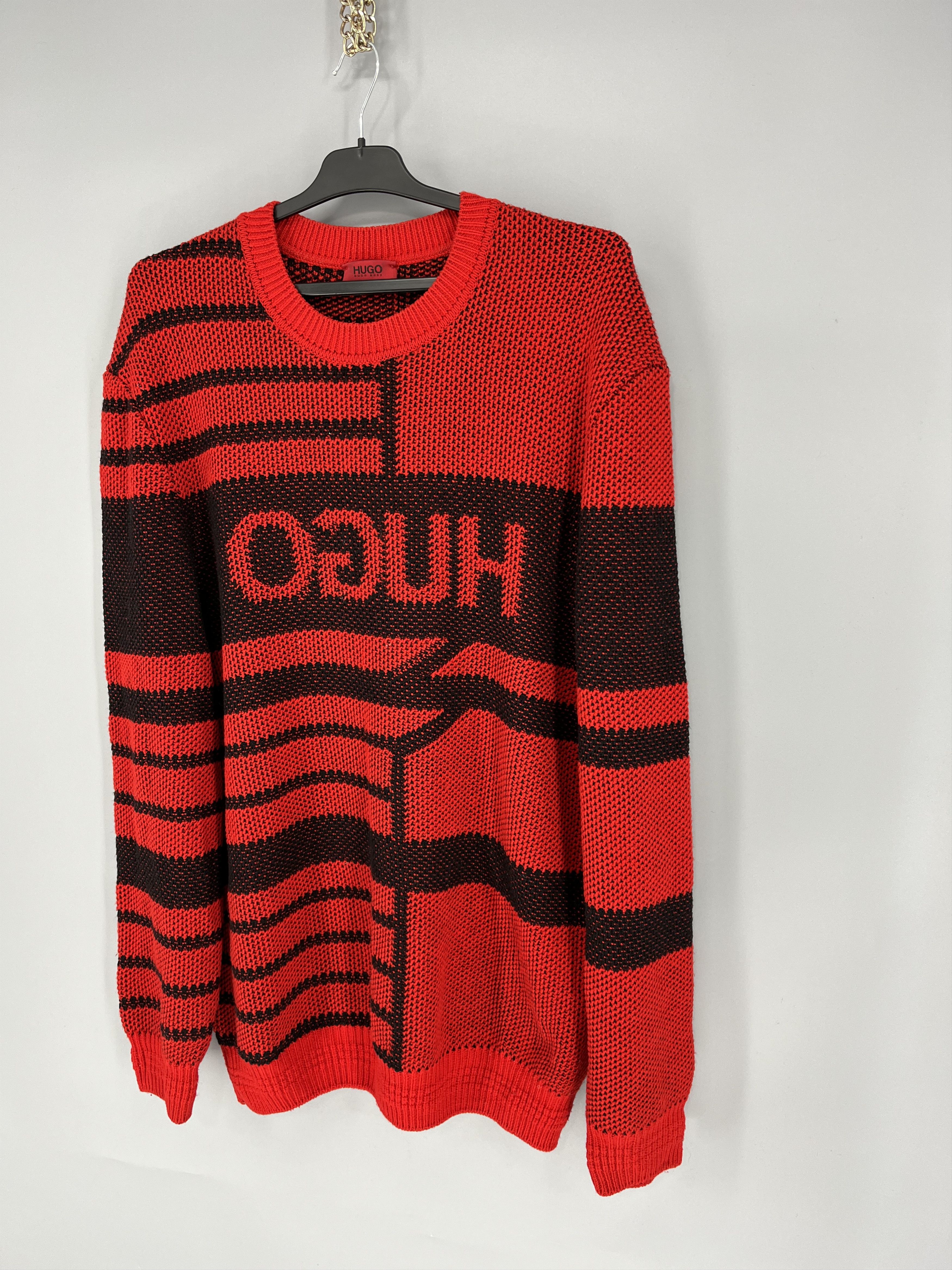 Hugo Boss Hugo Oversized Jacquard Knitted Jumper Wool with Reversed Size US XL / EU 56 / 4 - 3 Thumbnail