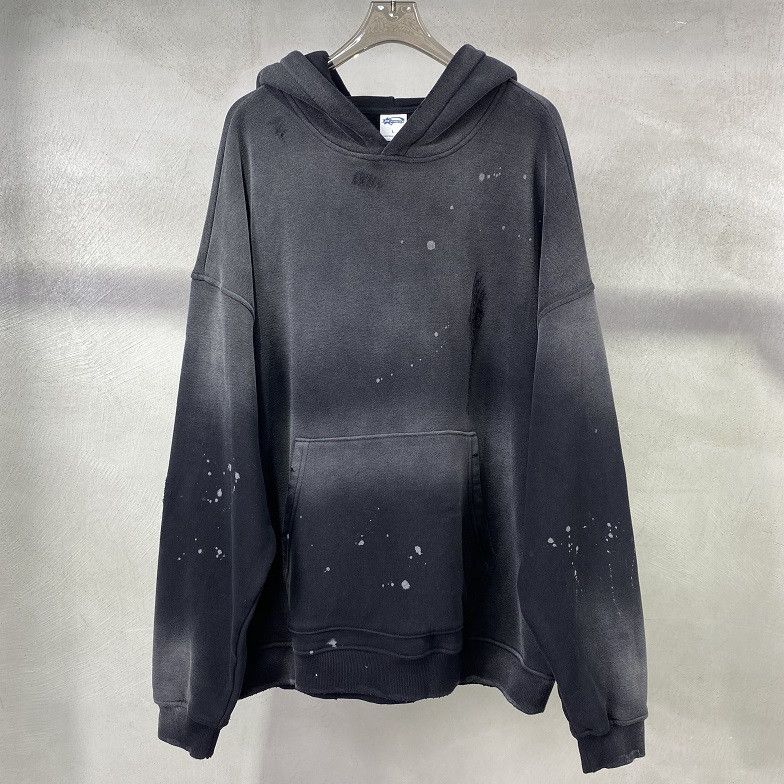 Speckled Ink Rubbed Hoodie Distressed