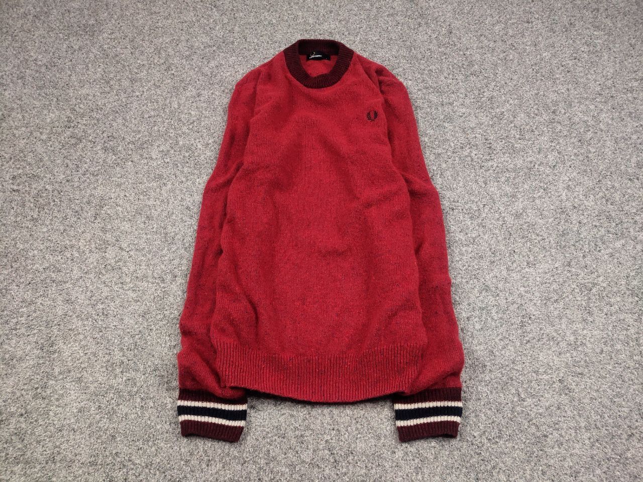Fred Perry Fred Perry Design Classic Red Wool Crew Check Sweater Size US S / EU 44-46 / 1 - 2 Thumbnail