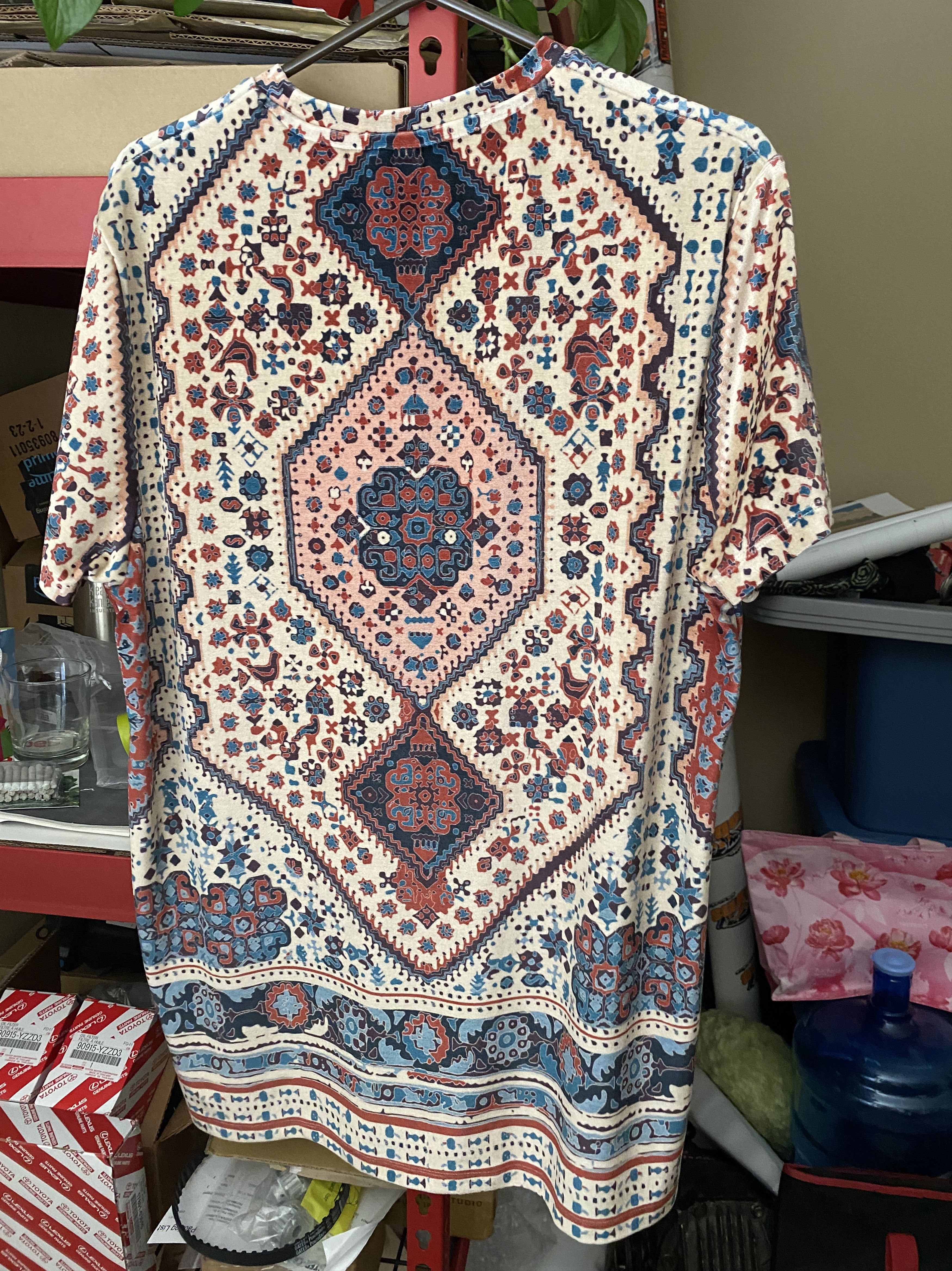 Asos Velour Geometric Floral Print Shirt Size US L / EU 52-54 / 3 - 2 Thumbnail