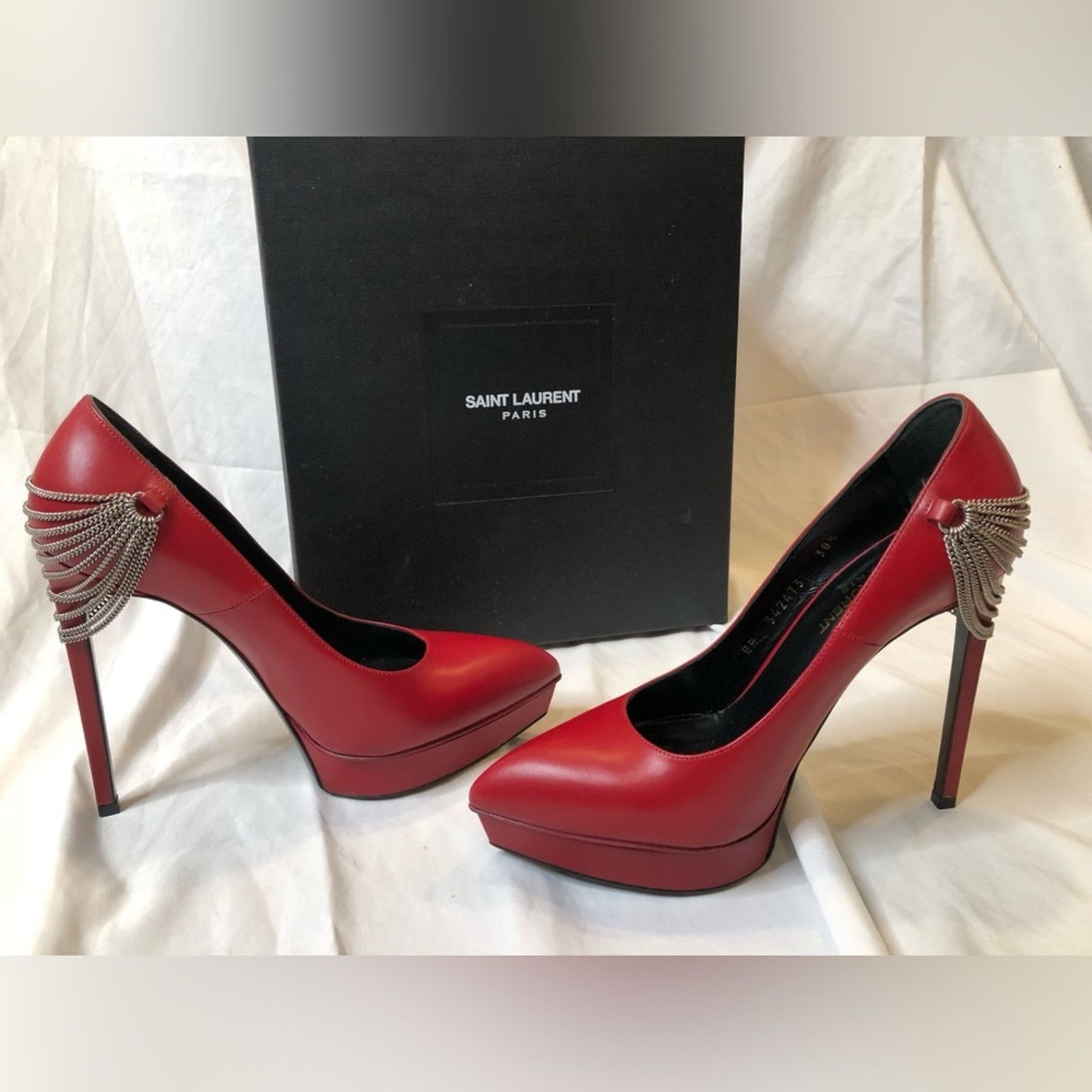 Yves Saint Laurent Yves Saint Laurent Women’s Janis Heel--Red—Size 38.5 Size US 8 / IT 38 - 5 Thumbnail