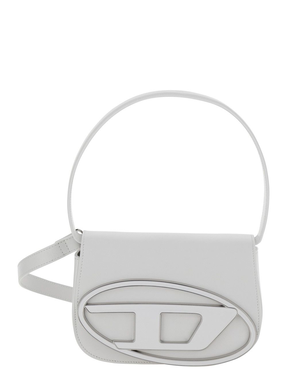 Diesel Shoulder Bag '1DR' with Oval D Patch in White Leather for Women Size ONE SIZE - 1 Thumbnail