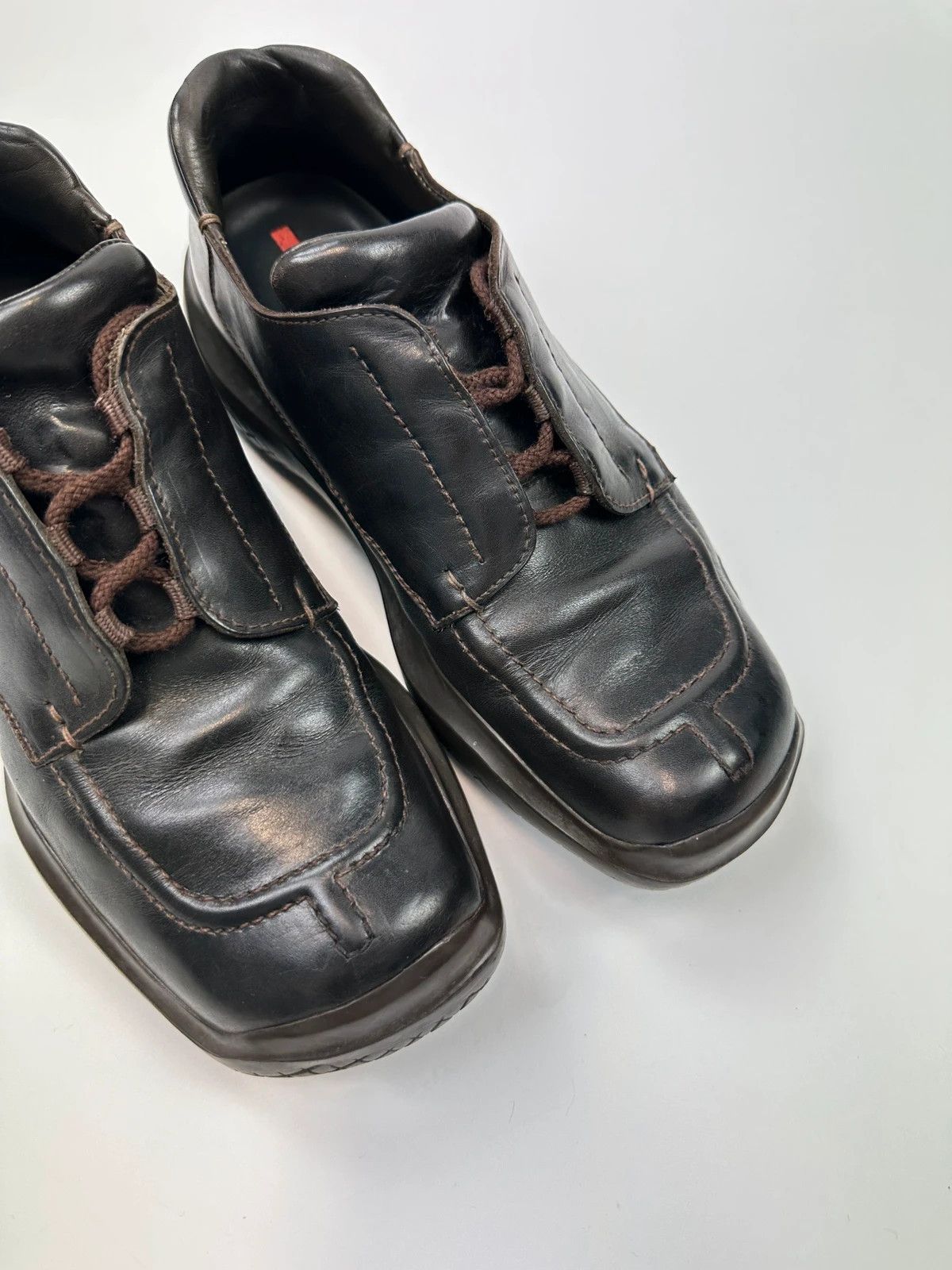Prada Prada Sport FW1999 Black Leather Derby Vibram Puddle Sole Size US 9.5 / EU 42-43 - 5 Thumbnail