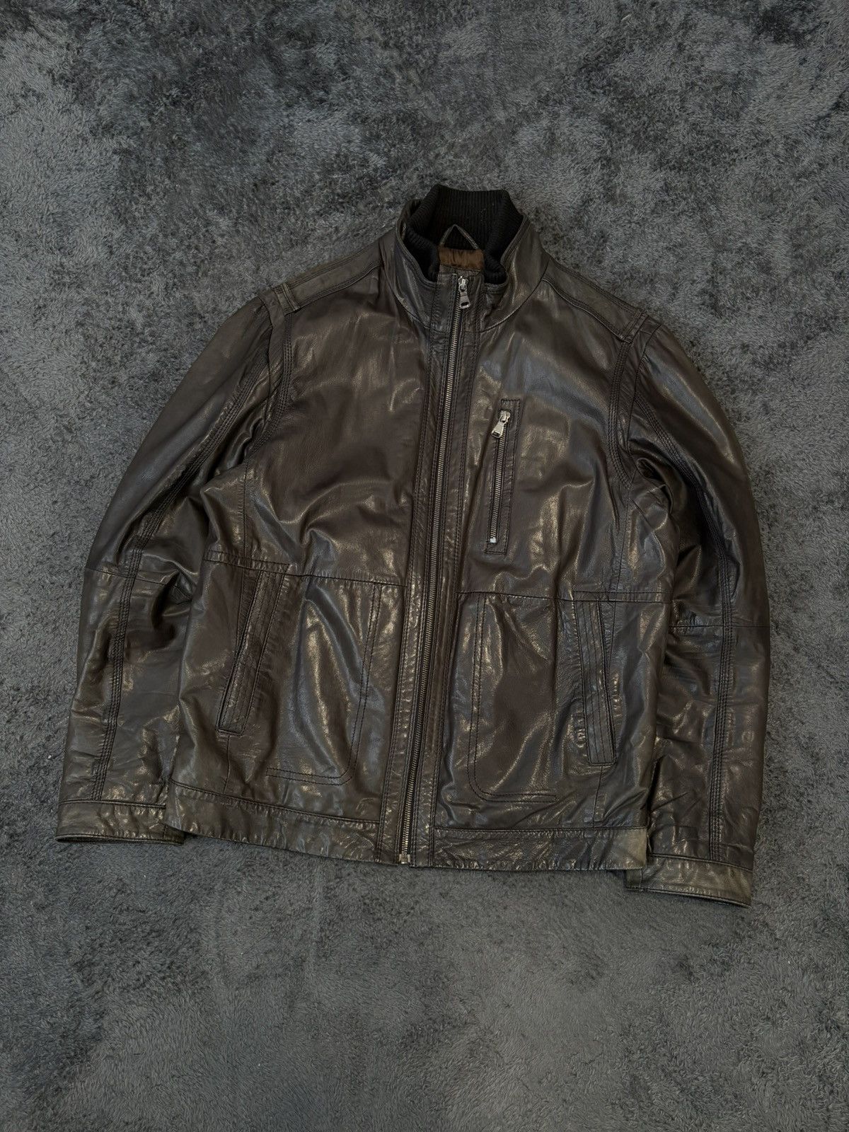 Hugo Boss Hugo Boss Luxury Goat Leather Jacket Size US L / EU 52-54 / 3 - 1 Thumbnail