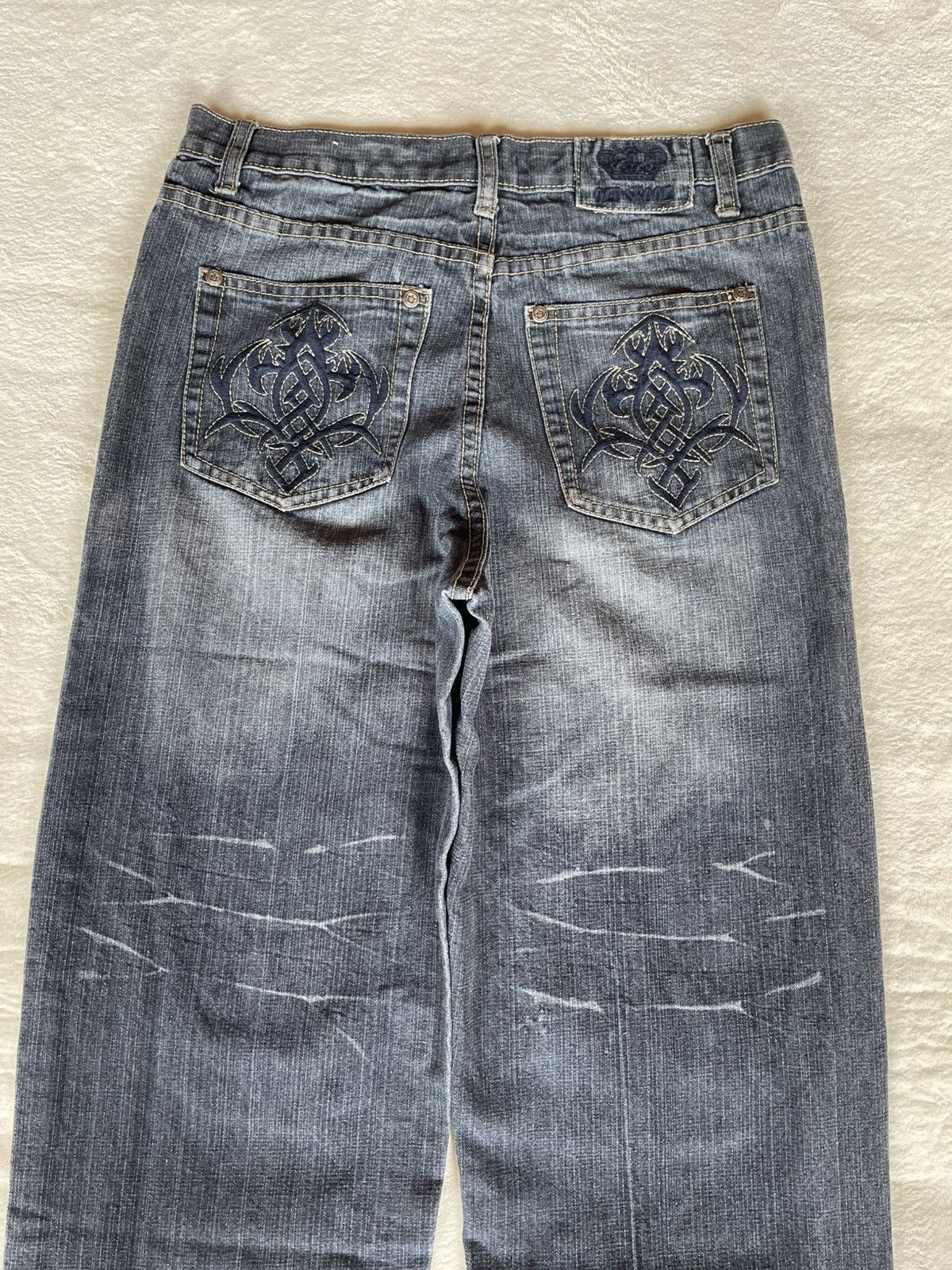 Japanese Brand Vintage Oldsrool Faded Baggy Dark Blue Jeans Size US 30 / EU 46 - 8 Thumbnail