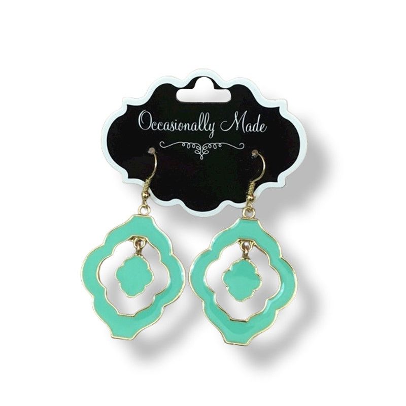 Other Occasionally Made Enamel Dangle Earrings Green Gold Tone Size ONE SIZE - 2 Thumbnail