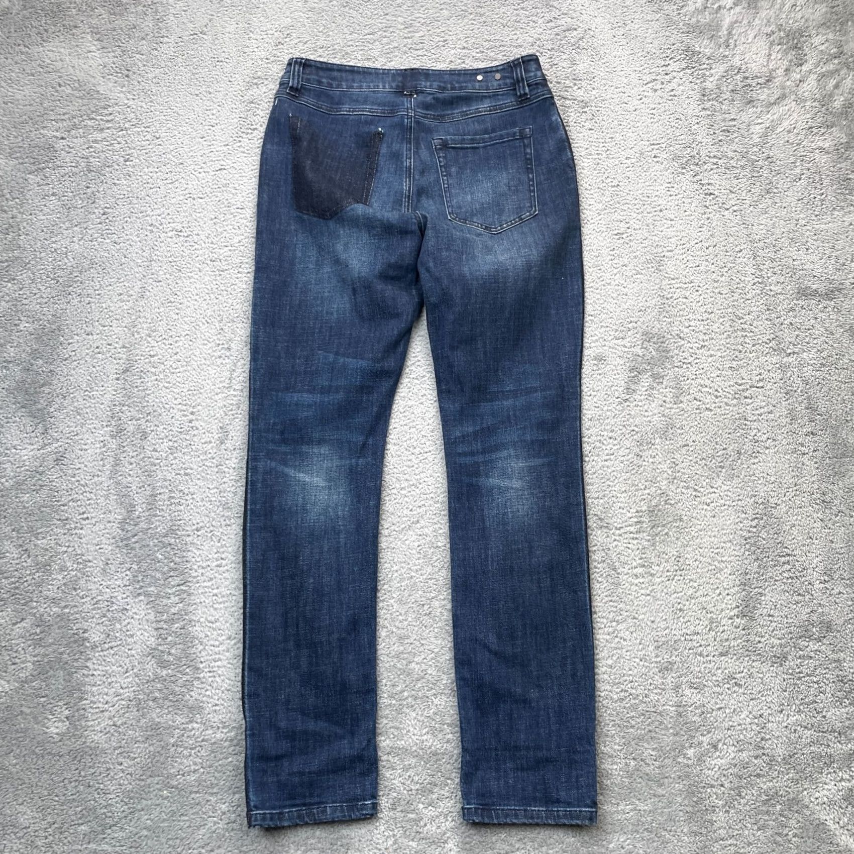 Vintage Cabi Jeans Womens 6 Blue High Rise Straight Leg Striped Denim Cotton Stretch Size 30" / US 8 / IT 44 - 2 Thumbnail