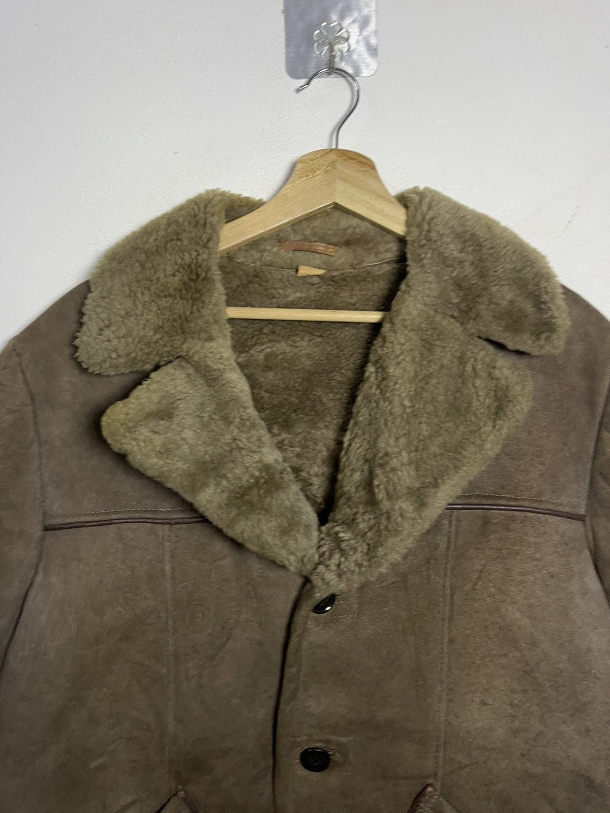 Vintage Vintage Brown Suede Genuine Sheepskin Shearling Rancher Coat Size US L / EU 52-54 / 3 - 6 Thumbnail