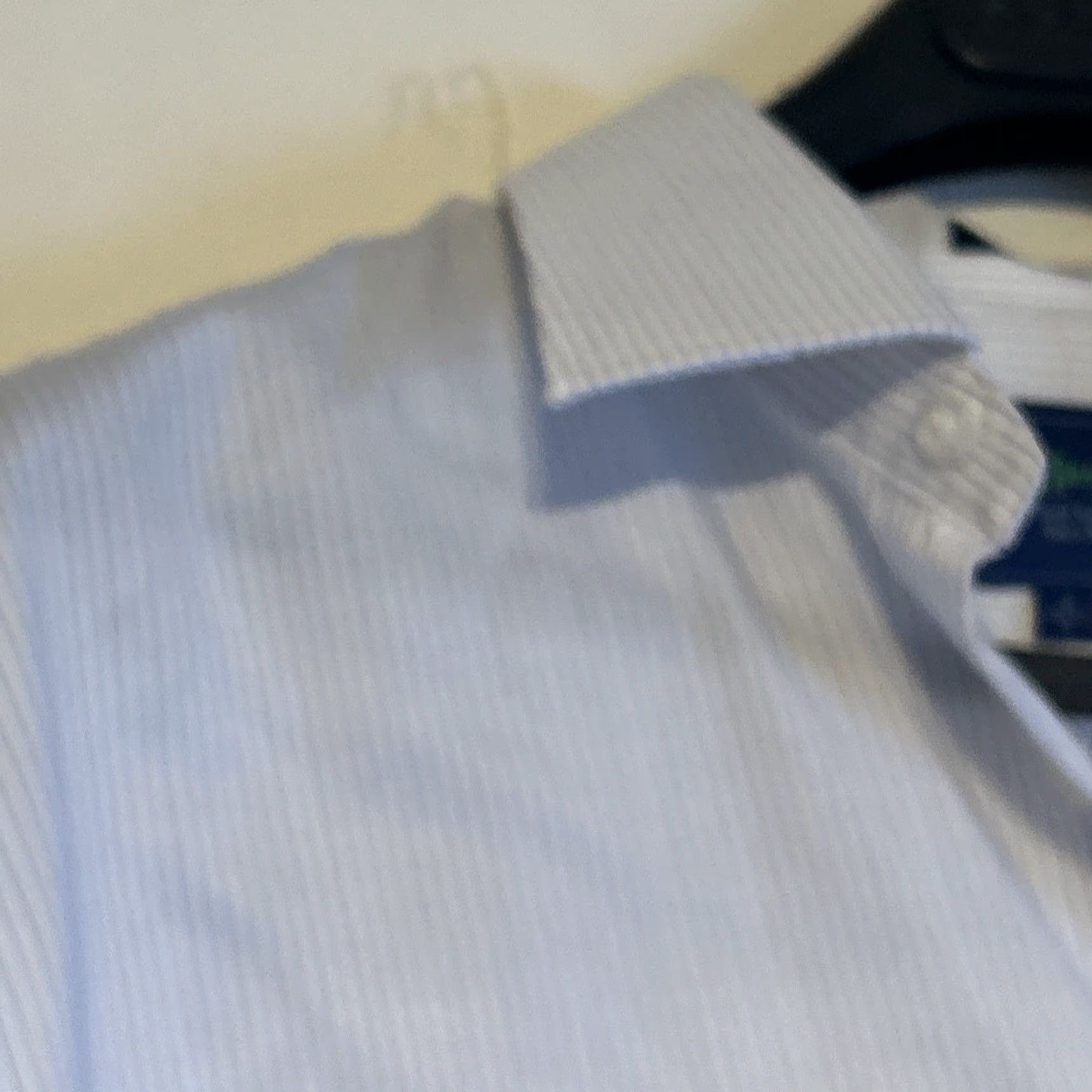 Vintage Haspel Dress Shirt Men 16 Striped Blue Cotton Long Sleeve Point Barrel Cuff 100% Cotton Size 42R - 2 Thumbnail
