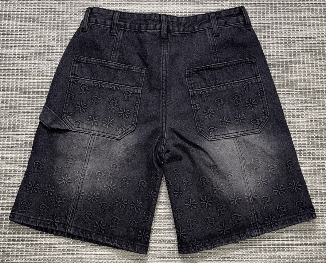 Other Prestige Embossed Black Denim Jean Shorts Size US 38 / EU 54 - 3 Thumbnail