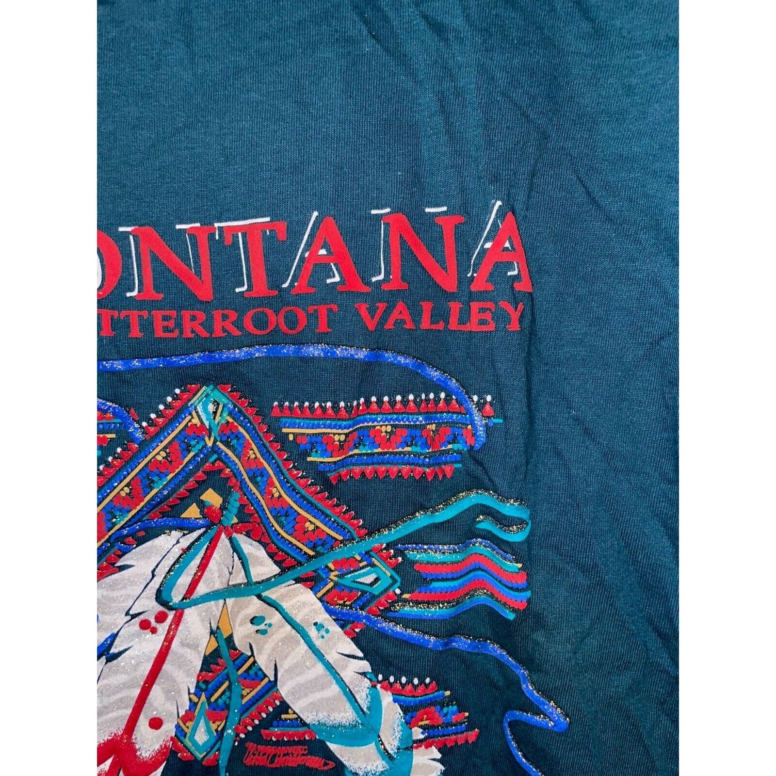 Jerzees Vintage Bitterroot Valley Shirt Montana Native Tee 90s Large Size US L / EU 52-54 / 3 - 3 Thumbnail