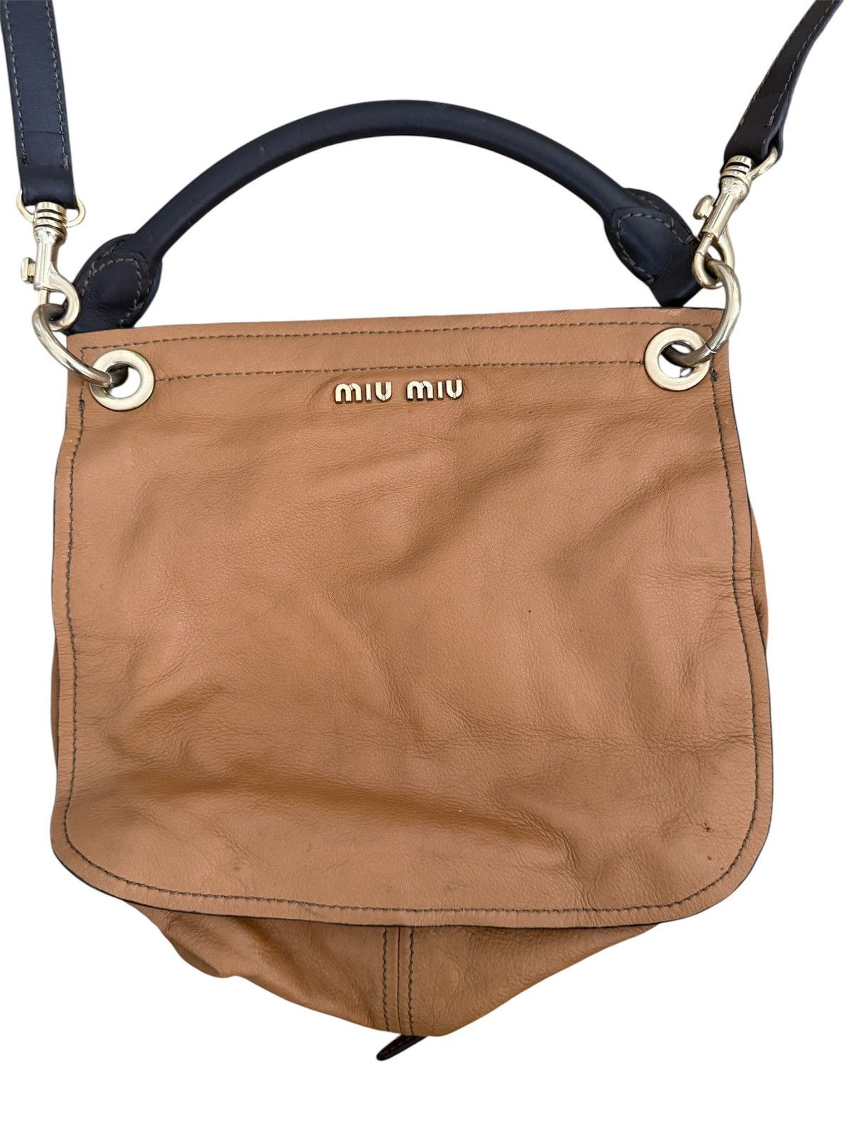 Miu Miu Miu Miu Leather Drawstring Flap Hobo Bag Size ONE SIZE - 4 Thumbnail