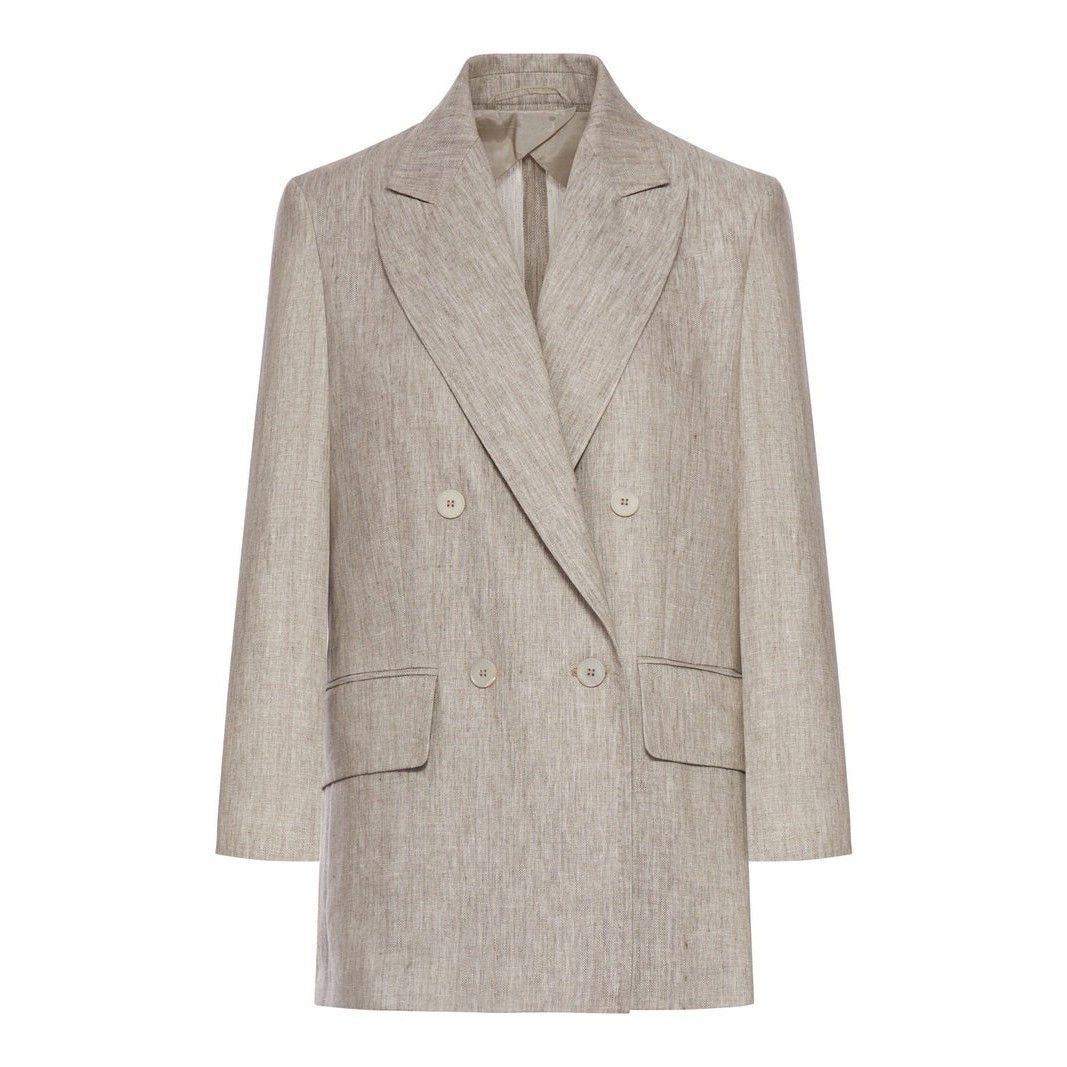 Max Mara MAX MARA Olimpia Double Breast Beige Linen Blazer Jacket New Size M / US 6-8 / IT 42-44 - 1 Thumbnail