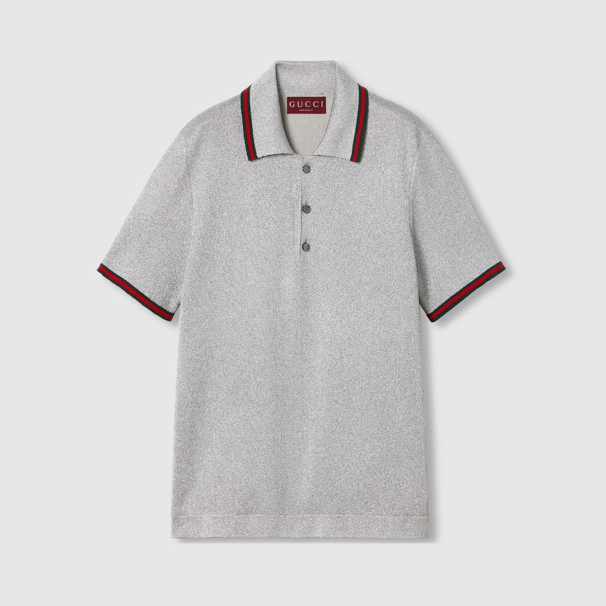 Gucci o1loc1c0925 Lame Knit Polo Shirt in Gray Size US M / EU 48-50 / 2 - 1 Thumbnail