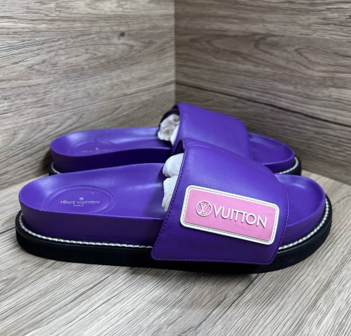 Louis Vuitton Louis Vuitton Comfort Purple & Pink Logo Slippers J41 Size US 4 / IT 34 - 3 Thumbnail