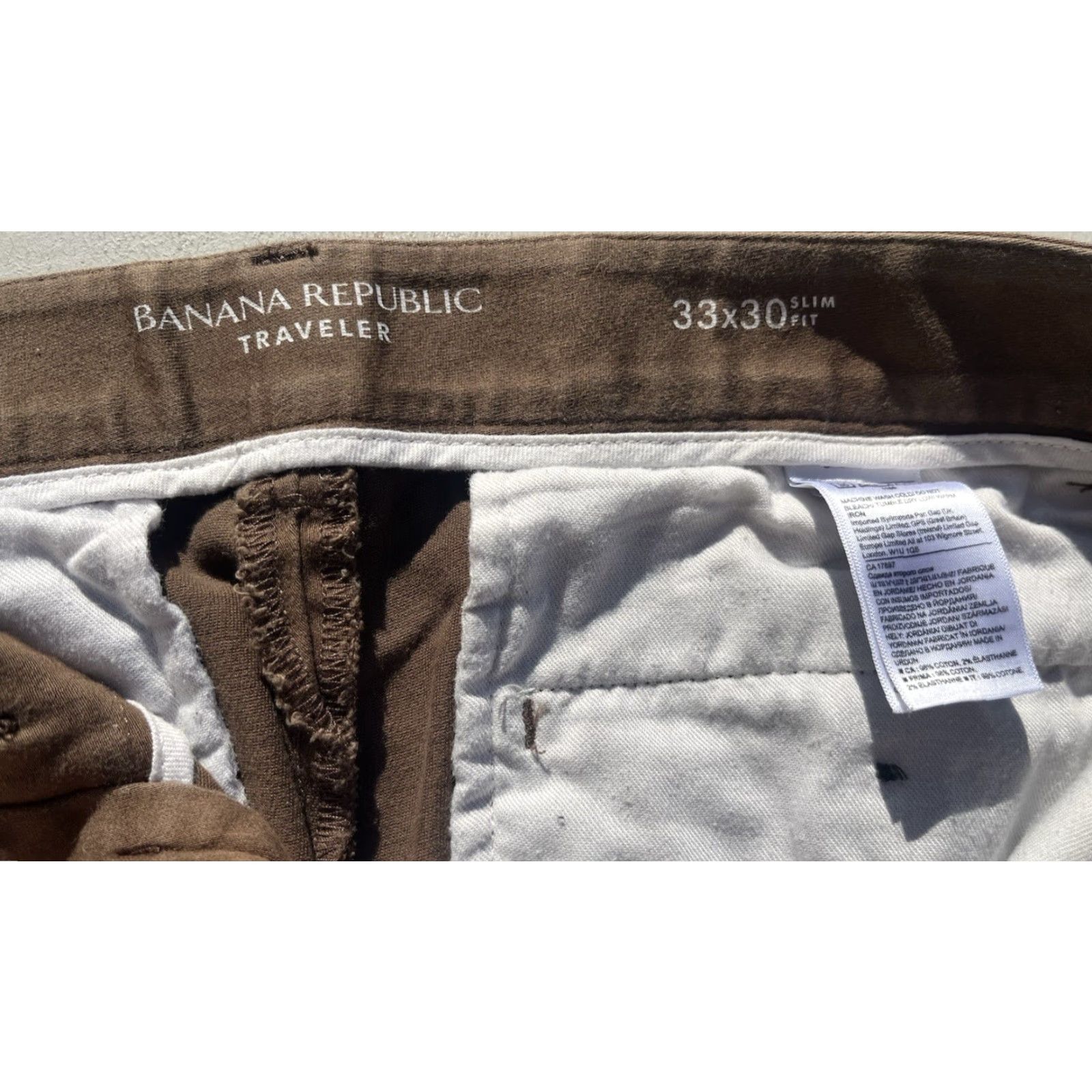 Banana Republic Banana Republic Men's Pants Traveler 33x30 Brown Stretch Casual City Business Size US 33 - 2 Thumbnail