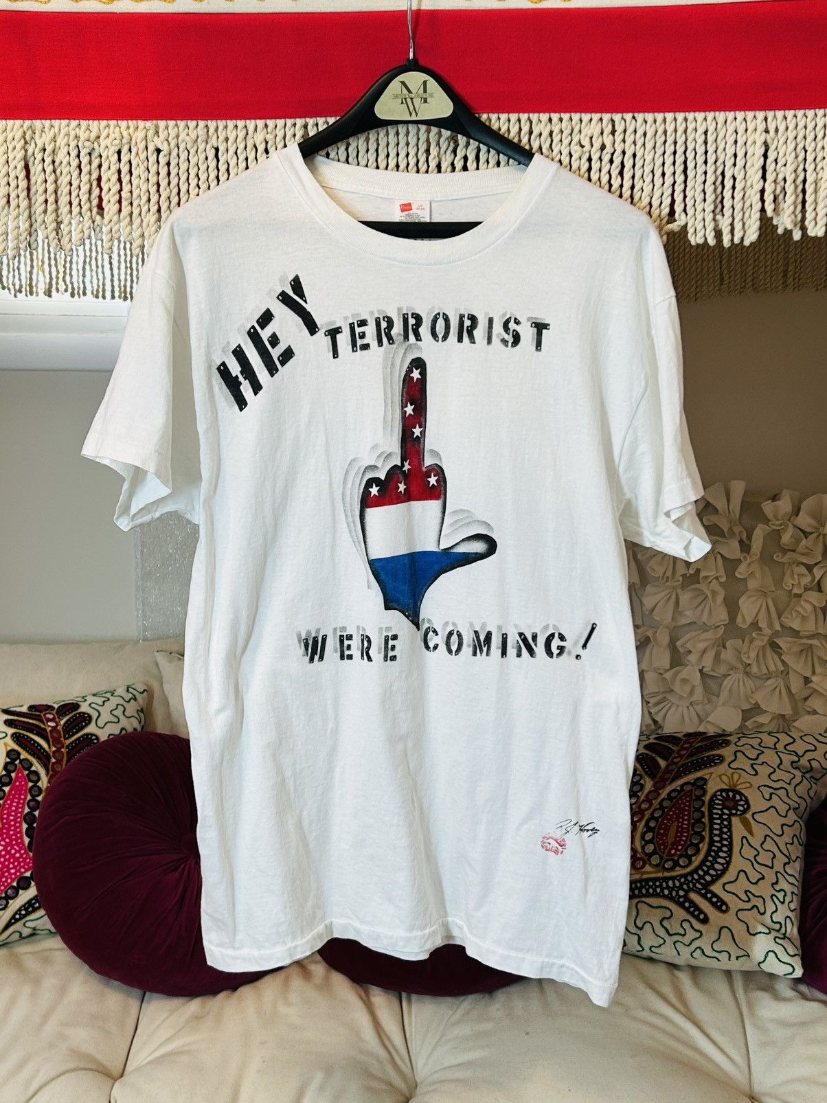 Vintage Early Y2K 🇺🇸 Post/911 Single Stitch political T-shirt Size US L / EU 52-54 / 3 - 1 Thumbnail