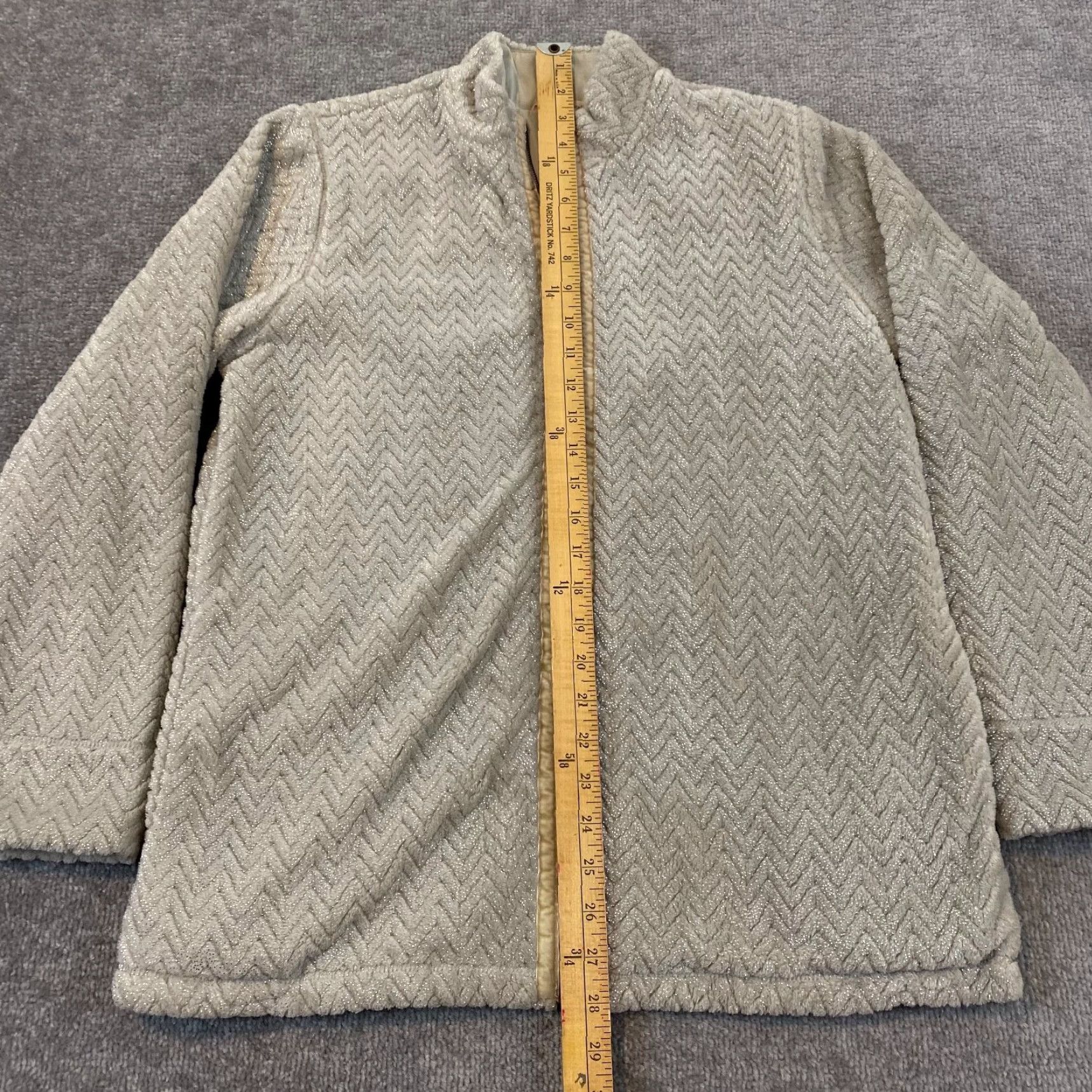 Soft Surroundings Soft Surroundings Jacket Women Small Silver Peak Faux Sherpa Fleece Zip Up 2DT55 Size S / US 4 / IT 40 - 3 Thumbnail