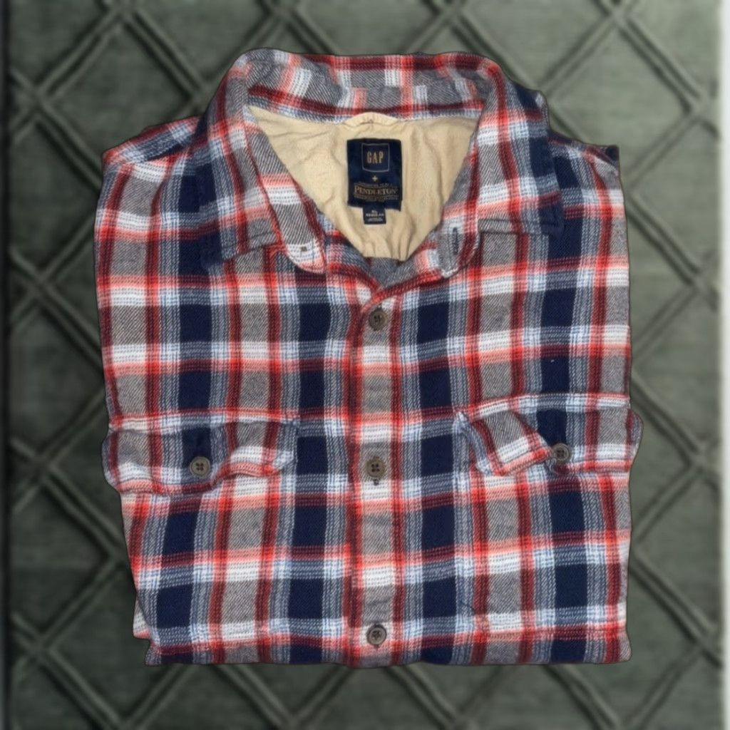 Gap VINTAGE Gap x Pendleton Flannel Shirt Men XL Red Navy Plaid Cotton Double Pocket Size US XL / EU 56 / 4 - 1 Thumbnail