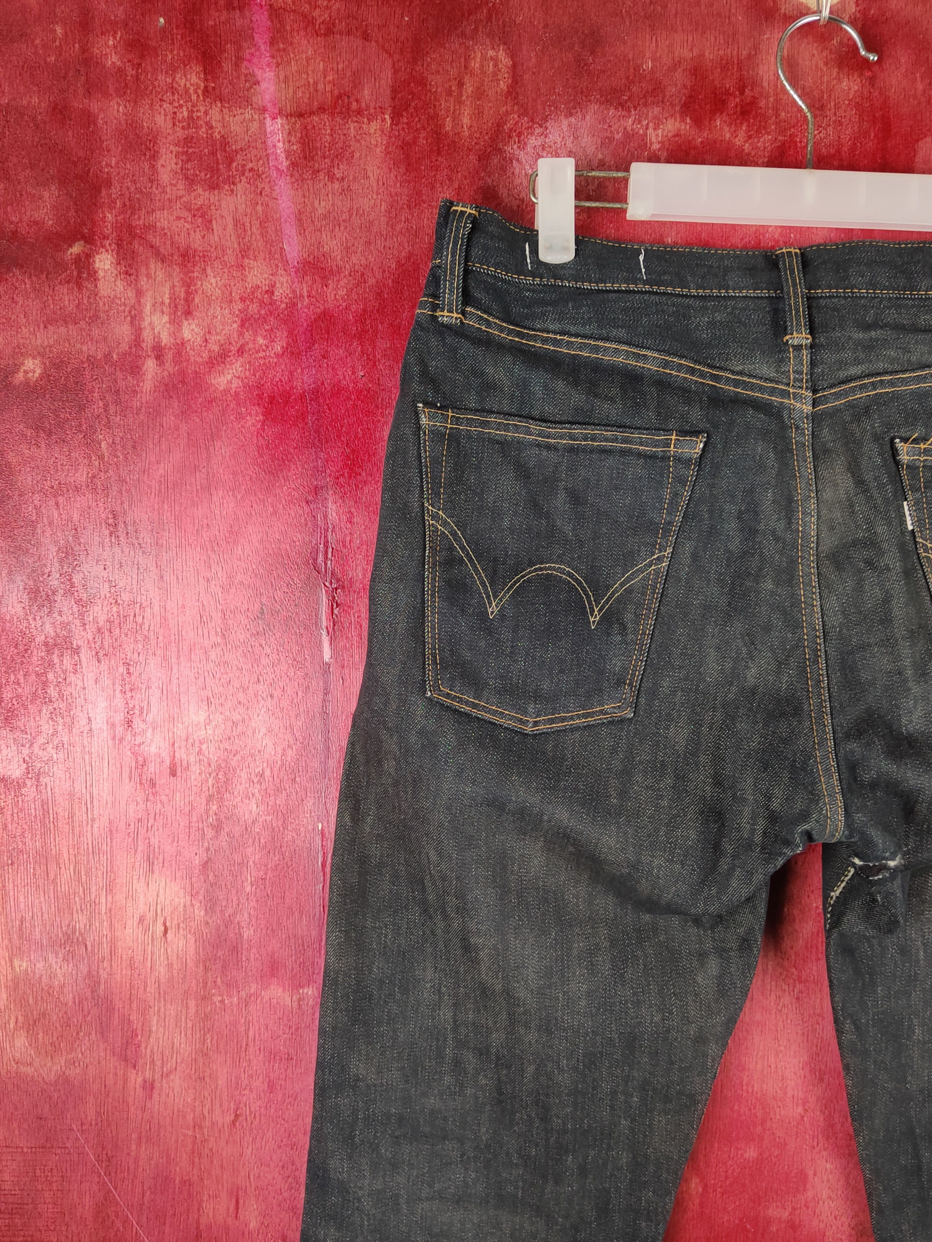 Edwin Edwin Black Distressed Ripped Jeans #S2148 Size US 31 - 11 Thumbnail