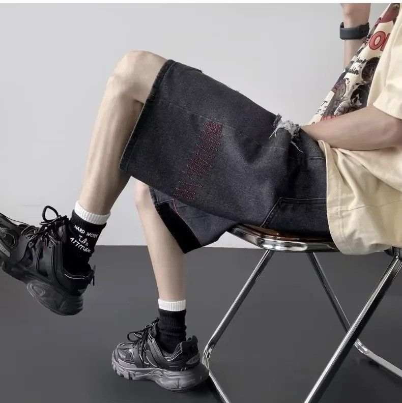 Denime × Japanese Brand Streetwear Shorts Casual Loose-fit Straight-leg Ripped Denim Size US 33 - 9 Thumbnail