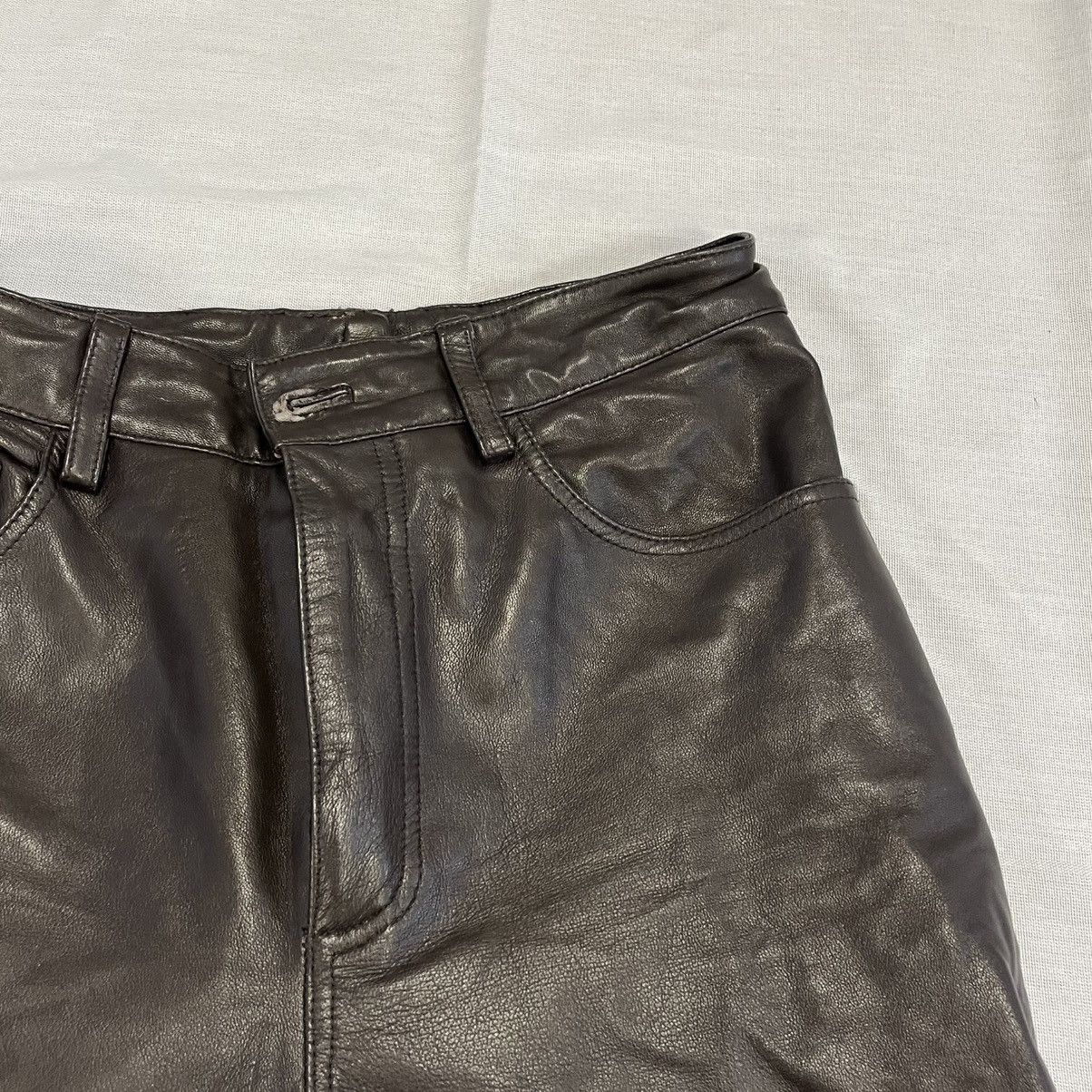 REMAIN Birger Christensen Remain brown leather straight leg pants trousers Size 27" / US 4 / IT 40 - 2 Thumbnail