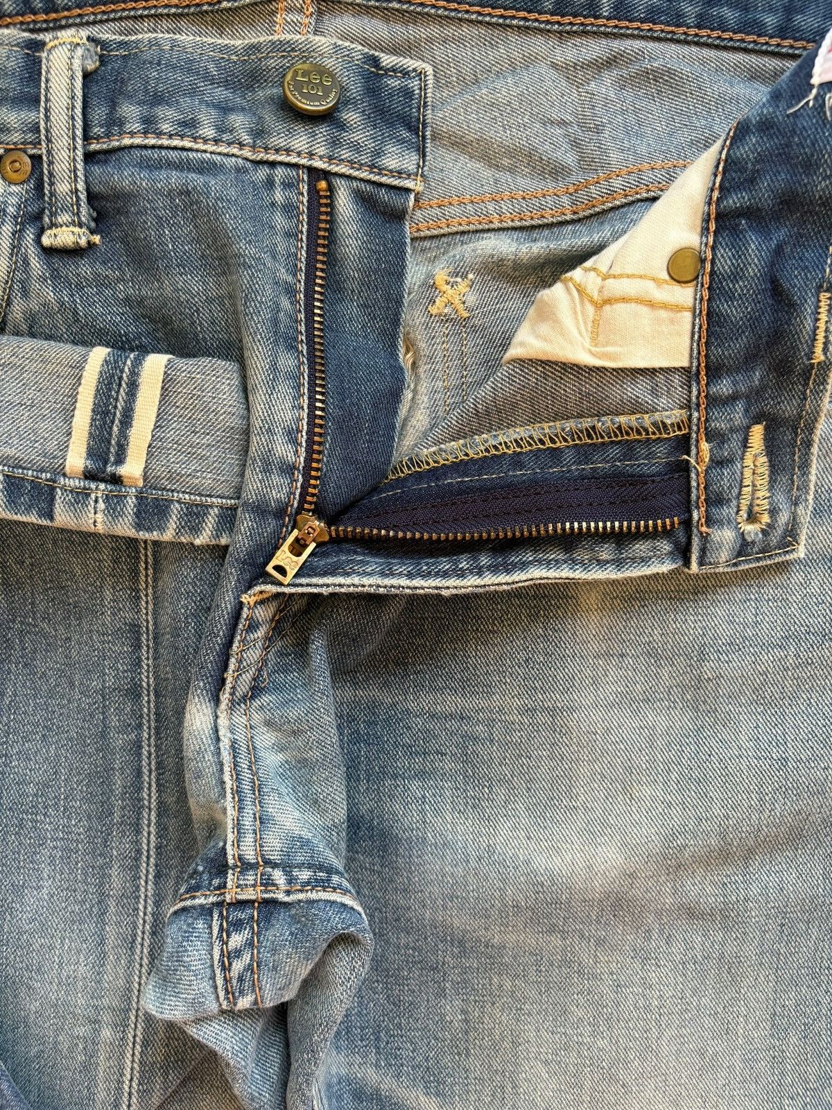 Lee Vintage Lee 101 Selvedge Mud Wash Distressed Jeans Size US 32 / EU 48 - 10 Thumbnail