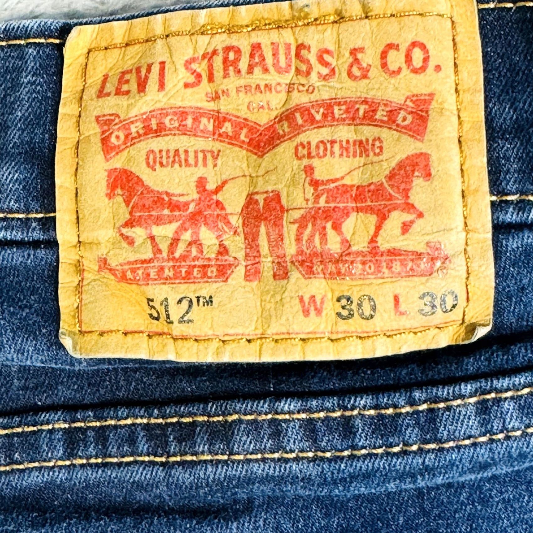 Levi's Levi's 512 Jeans Mens Slim Tapered Dark Wash Zip Fly 30x30 Blue Denim Stretch Logo 5-Pocket Jeans Mens Size US 30 / EU 46 - 7 Thumbnail